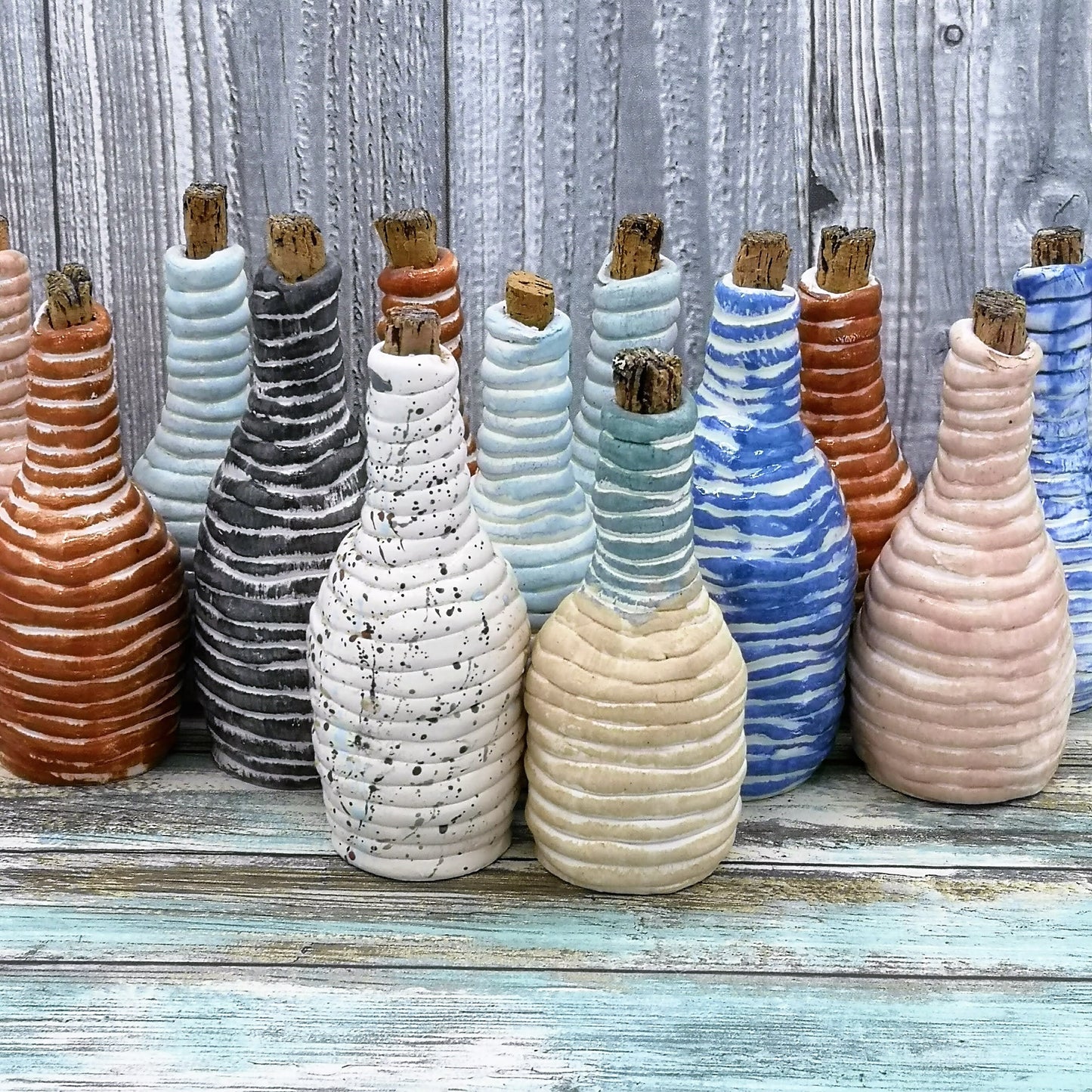 SMALL CERAMIC BOTTLE, Decorative Bottles, Charming Ceramic Bottle With A Natural Cork Stopper, Drinking Bottle 9th Anniversary Gift - Ceramica Ana Rafael