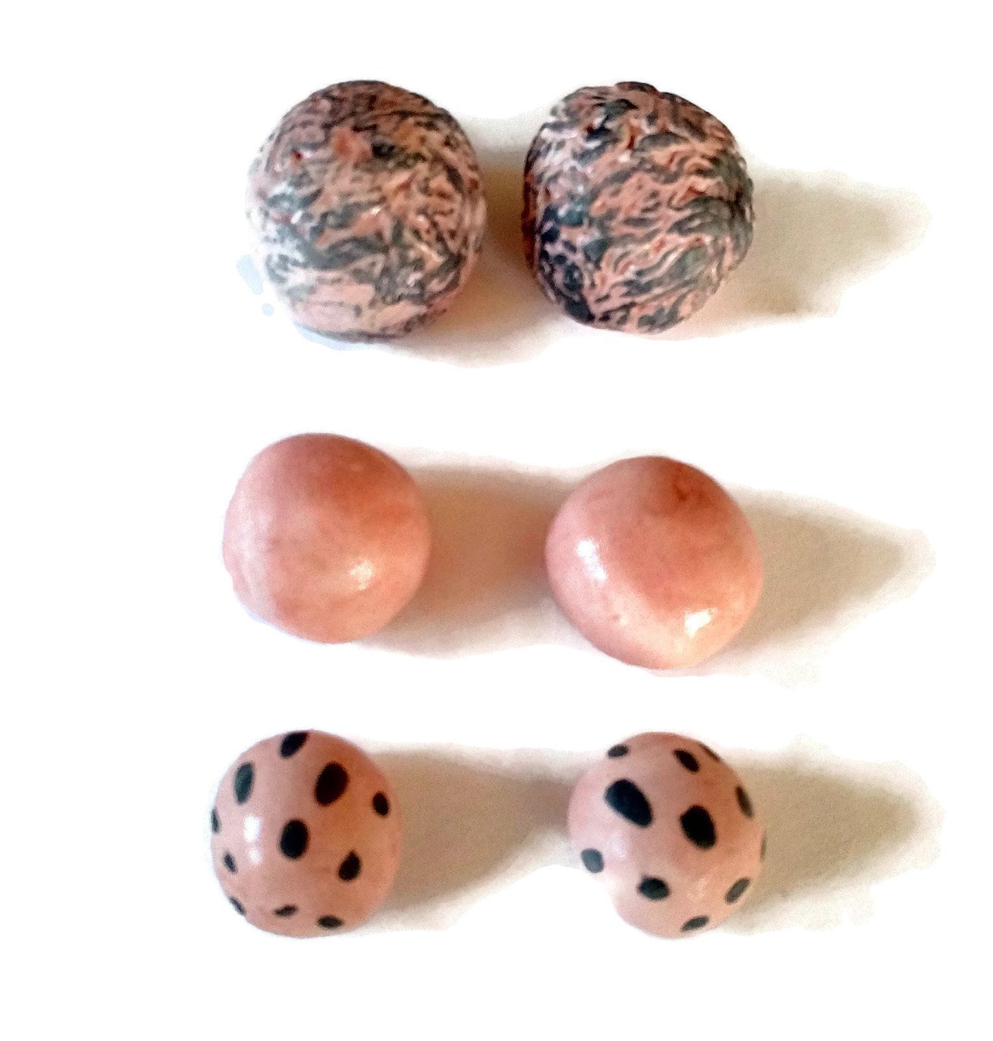 6Pc Handmade Ceramic Pink Cabochons For Jewelry Making For Women Or Girls, Assorted Creepy Cute Round Cabochon For Clay Earrings Making, - Ceramica Ana Rafael