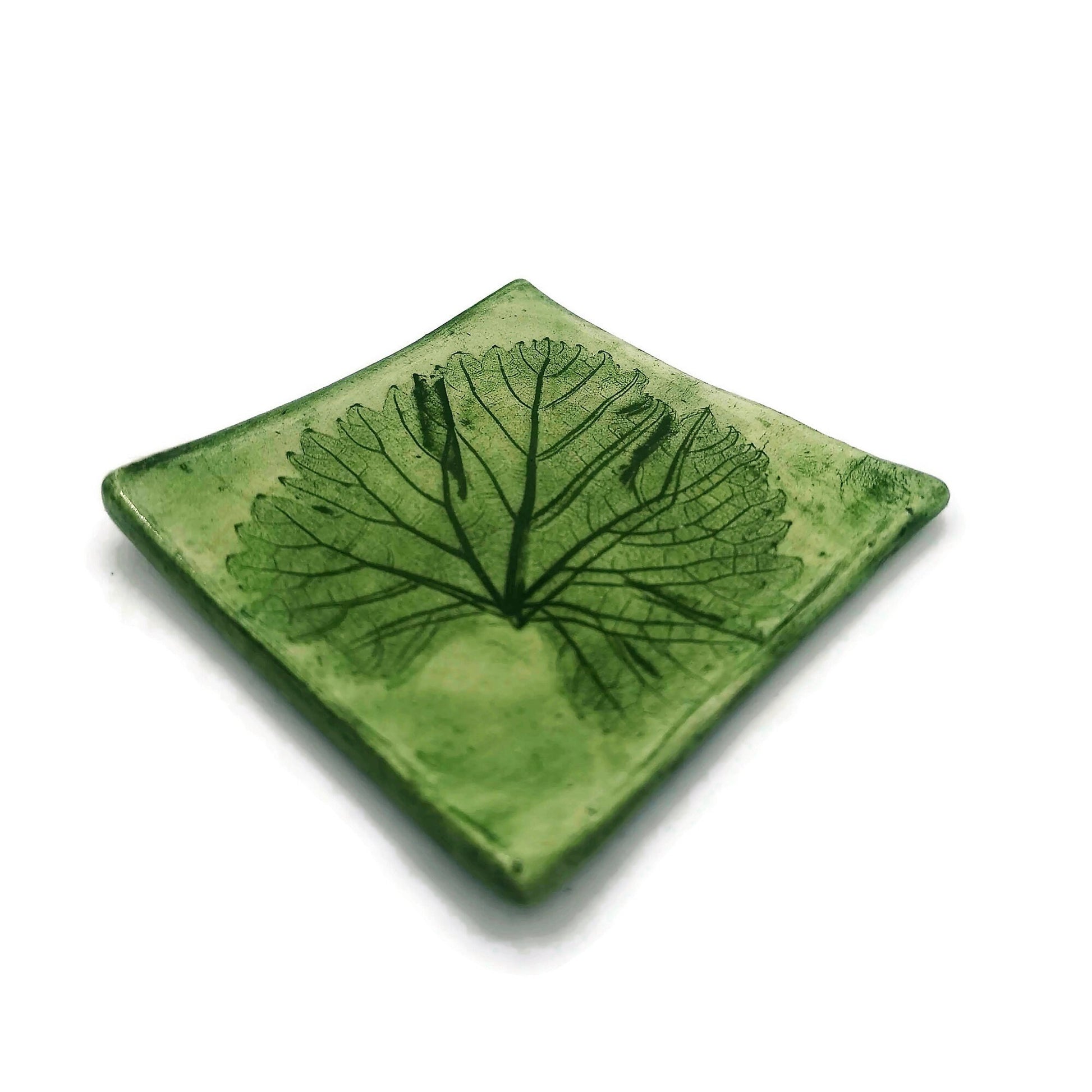 Ceramic candle holder, tealight holder, clay trinket dish, jewelry dish, square tea bag holder, small unique wedding favors - Ceramica Ana Rafael