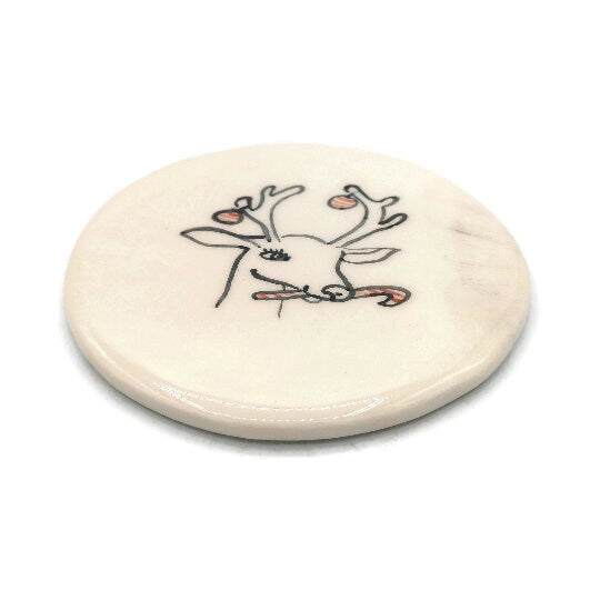 christmas coasters for drinks, round coaster pottery, trending now, ceramic coasters handmade - Ceramica Ana Rafael