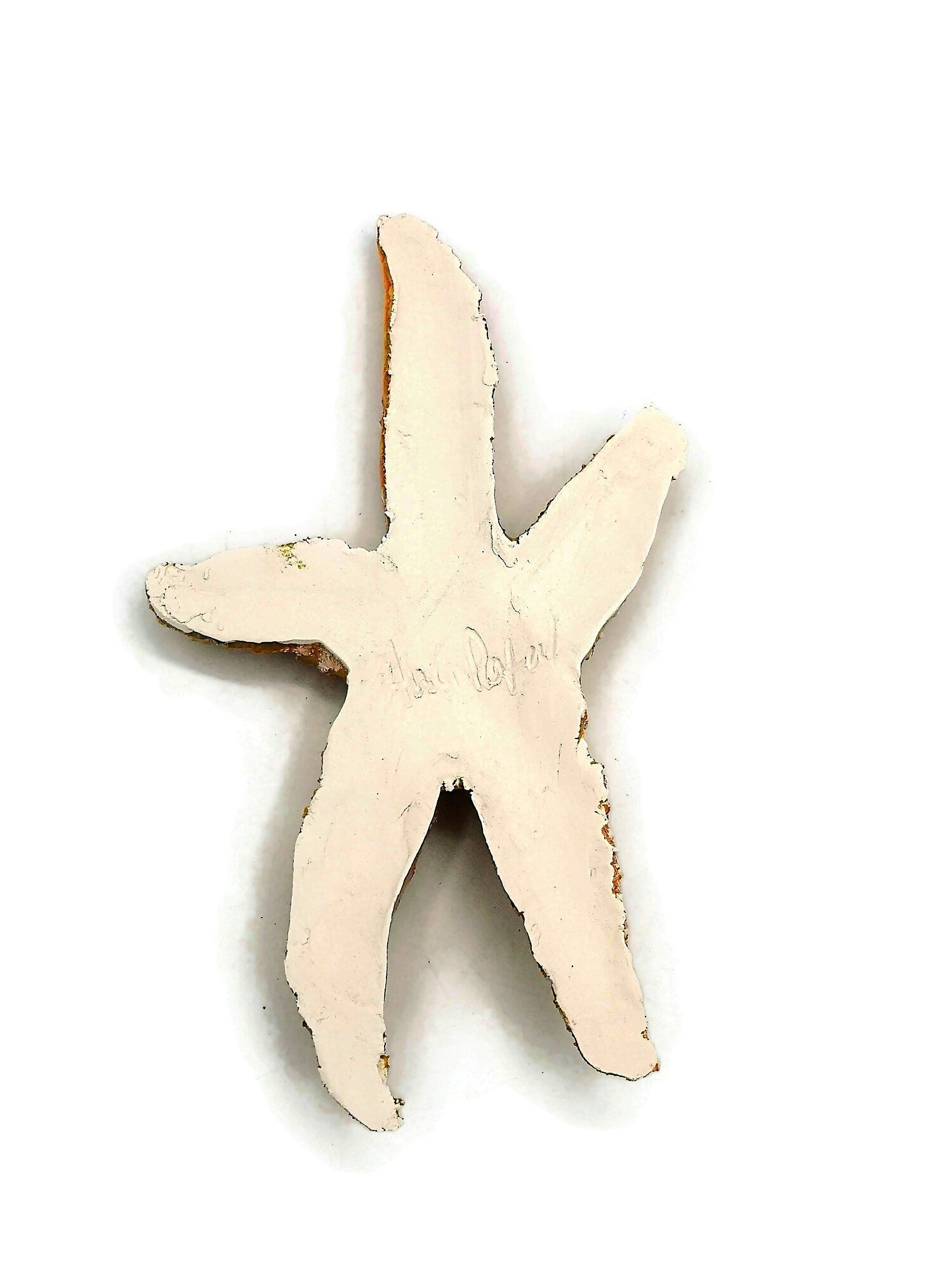 Handmade Ceramic Starfish Tile Wall Decor, Orange Glazed Sealife Gift Idea For Beach Lover, Wall Hanging To Create Your Own Mural - Ceramica Ana Rafael