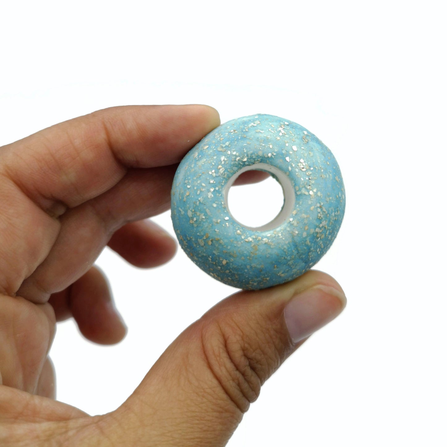 unique beads for jewelry making, handmade ceramic large macrame beads large hole, round sparkly beads for crafts, clay beads - Ceramica Ana Rafael