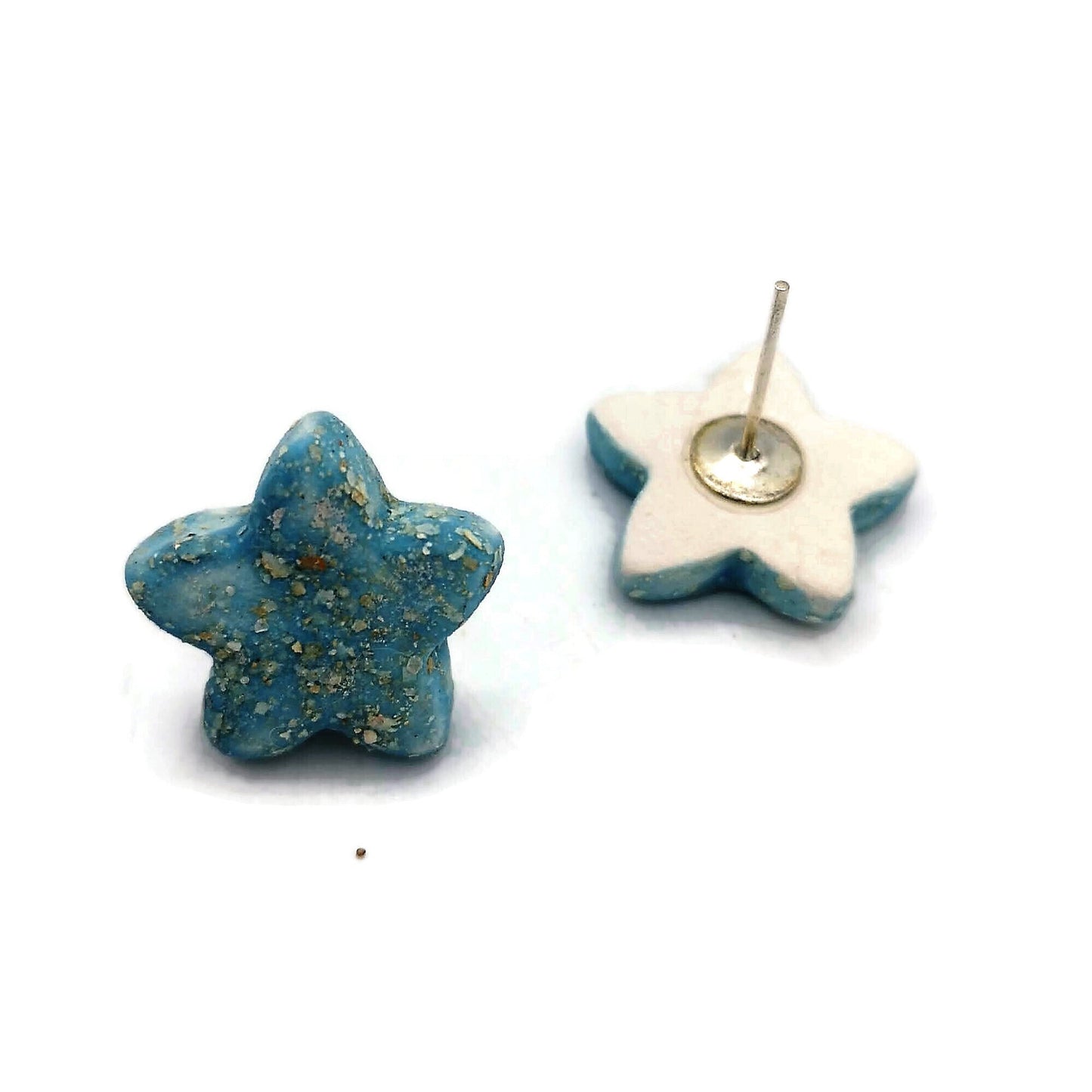 DAINTY STAR EARRINGS, Turquoise Studs, Geometric Star Earrings, Minimalist Clay Stud Earrings Small, Handmade Ceramic Stocking Stuffers - Ceramica Ana Rafael
