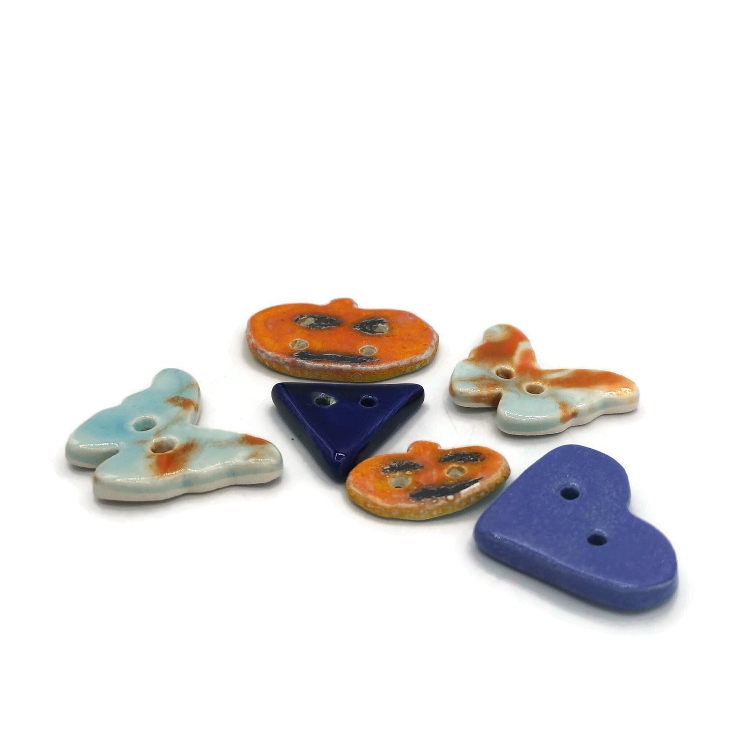 SEWING BUTTONS LOT, Set Of 6 Novelty Buttons For Crafts, Handmade Ceramics Upholstery Buttons, Coat Buttons - Ceramica Ana Rafael