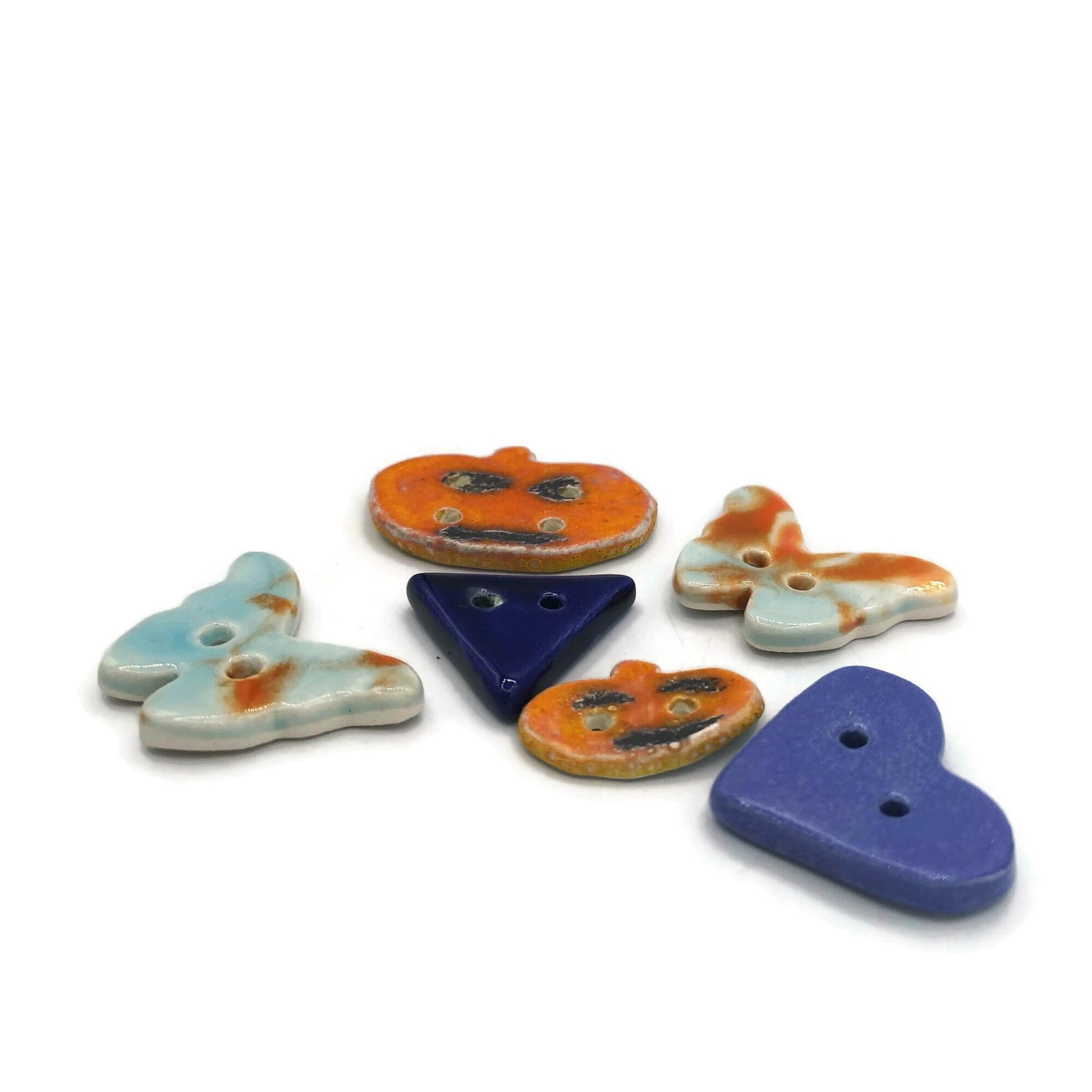 SEWING BUTTONS LOT, Set Of 6 Novelty Buttons For Crafts, Handmade Ceramics Upholstery Buttons, Coat Buttons - Ceramica Ana Rafael