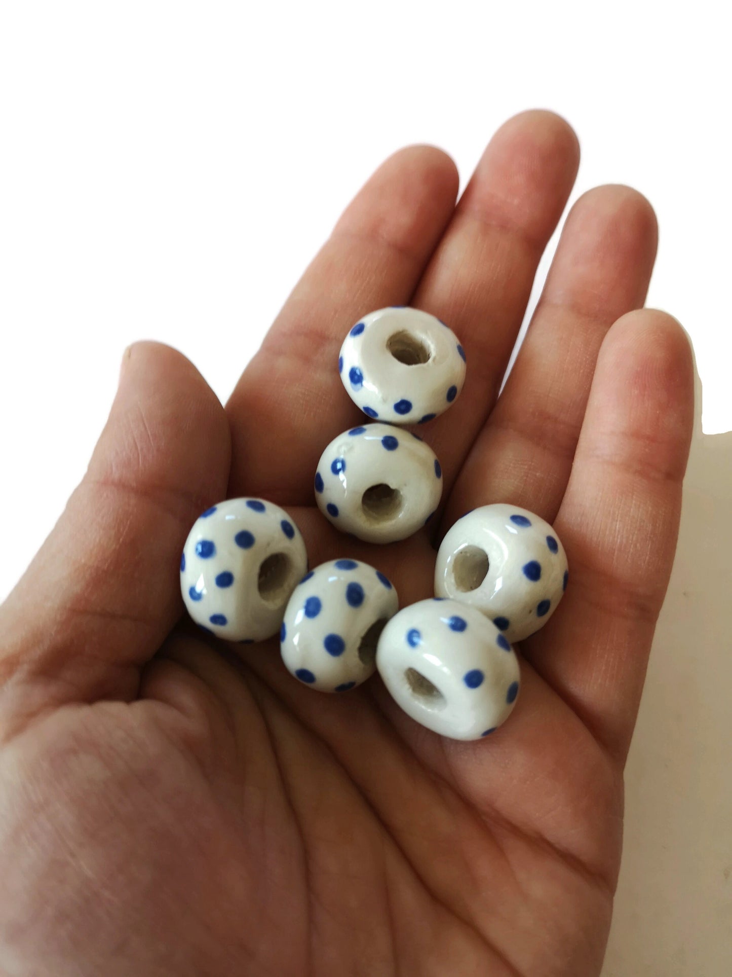 5Pc Large Hole Ceramic Beads, Handmade Macrame Beads for Jewelry Making, Clay Beads, Beard Beads for Hair Braids, Pony Beads, Best Sellers - Ceramica Ana Rafael