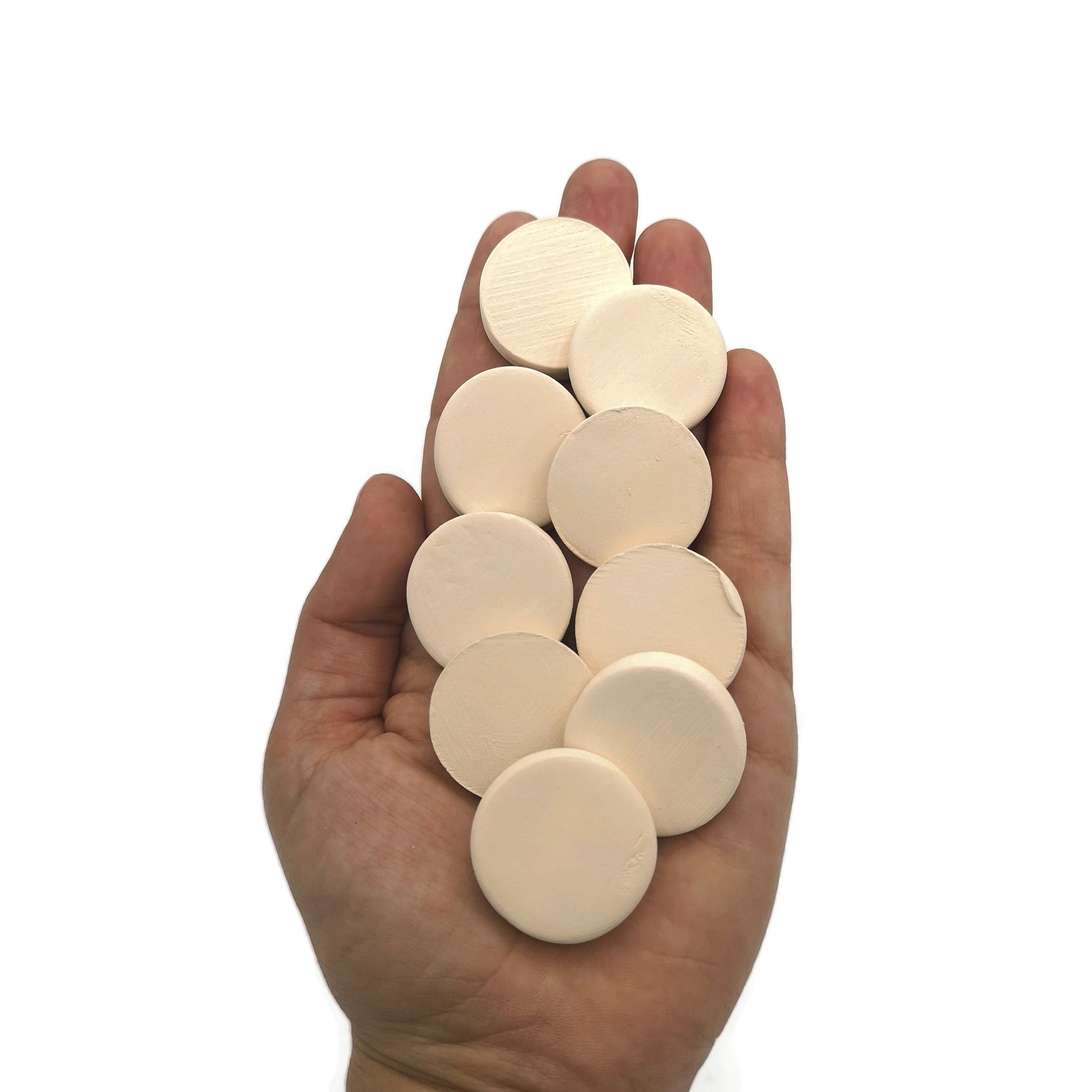 ready to paint small ceramic tiles for table, clay cabochon blanks set, handmade ceramic bisque, round mosaic tiles - Ceramica Ana Rafael