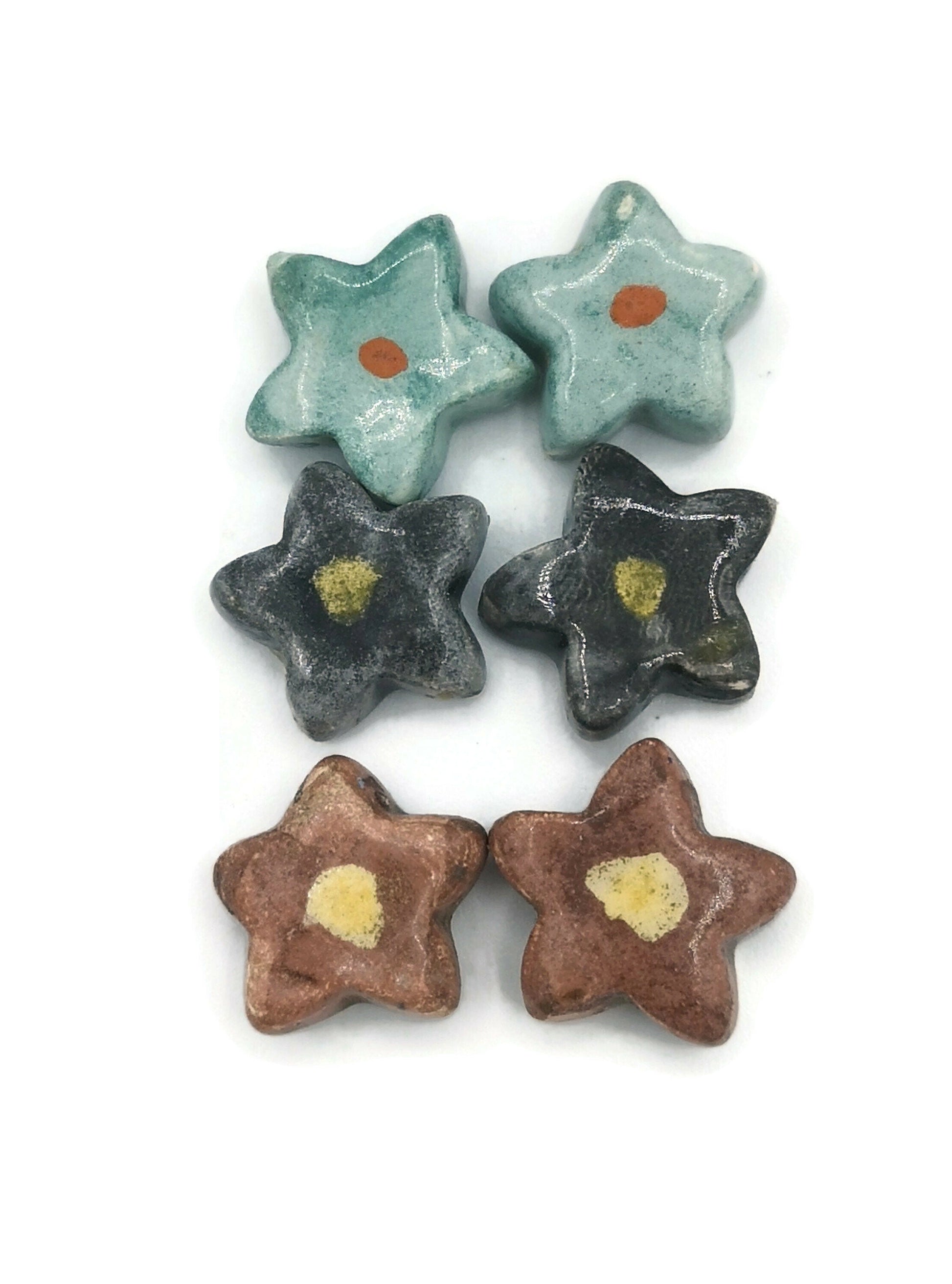 CUTE CABOCHONS, CERAMIC Jewelry, Assorted Cabochons, Set of 6 20mm Flatback Decorative No Hole Beads, Unique Gift For Mom - Ceramica Ana Rafael