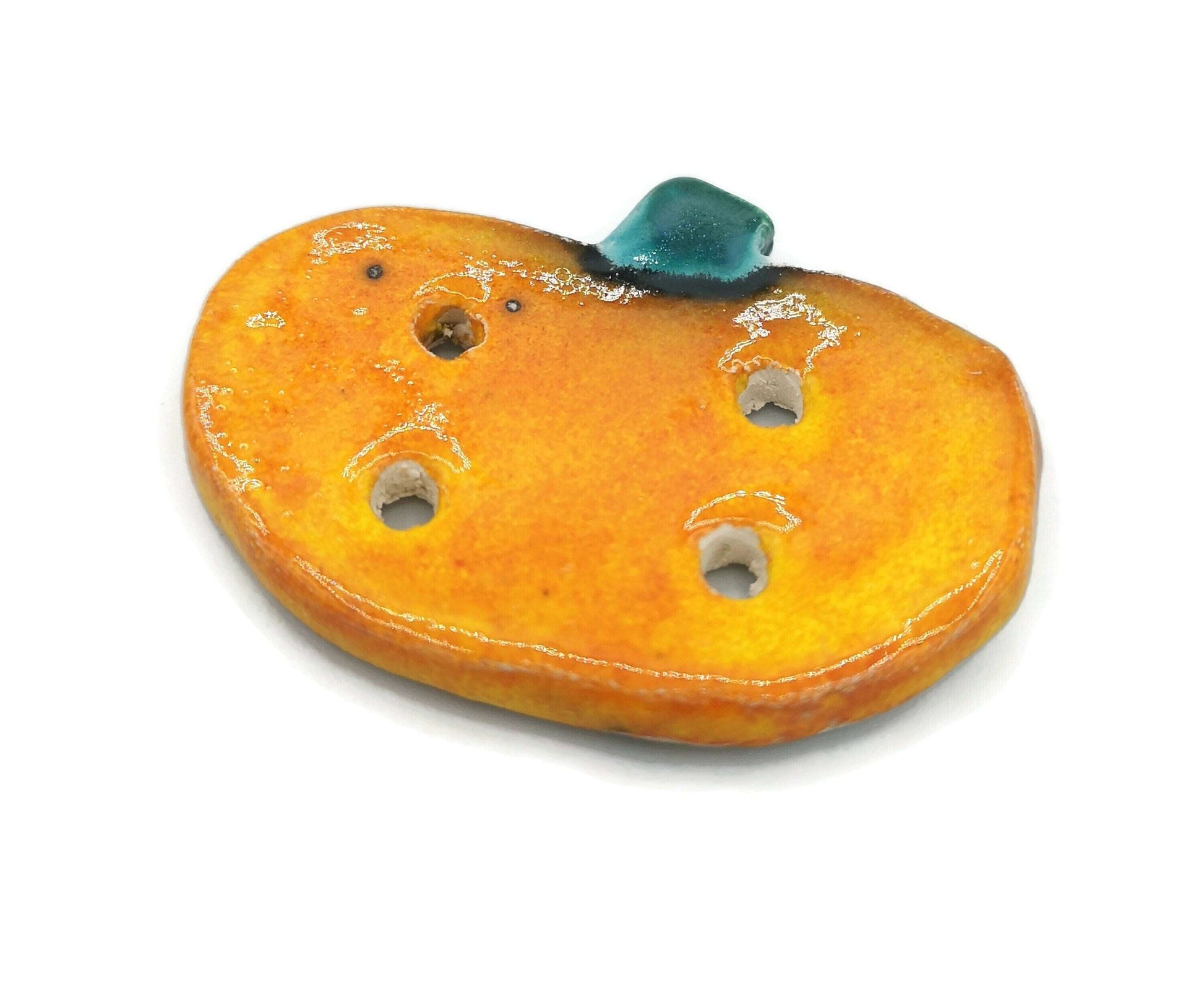 1Pc 50mm Handmade Ceramic Pumpkin Buttons Decoratve Halloween Sewing Buttons, Clothing Finishes, Extra Large Clothing Accessories