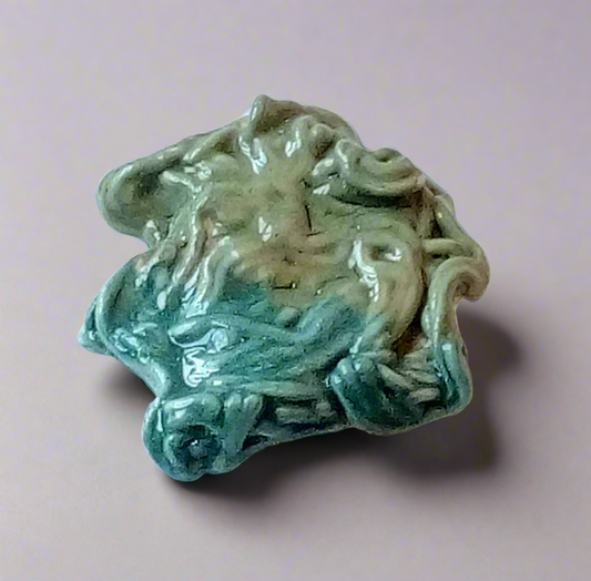 Handmade Ceramic Green Brooch – Unique Abstract Pin