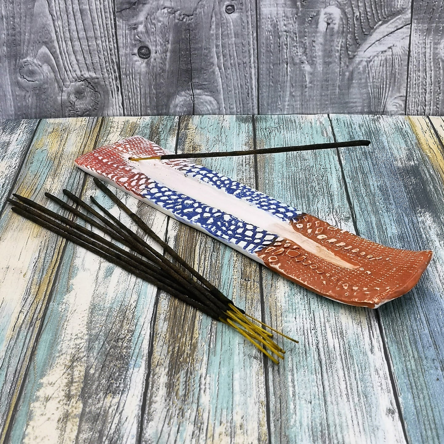 Handmade Ceramic Incense Stick Holder Unique, Contemporary Hand-Painted Pottery Incense Burner And Ash Tray Catcher, Birthday Gift Idea - Ceramica Ana Rafael