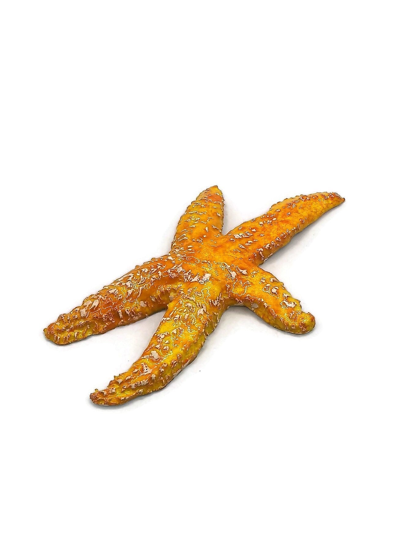 Handmade Ceramic Starfish Tile Wall Decor, Orange Glazed Sealife Gift Idea For Beach Lover, Wall Hanging To Create Your Own Mural - Ceramica Ana Rafael