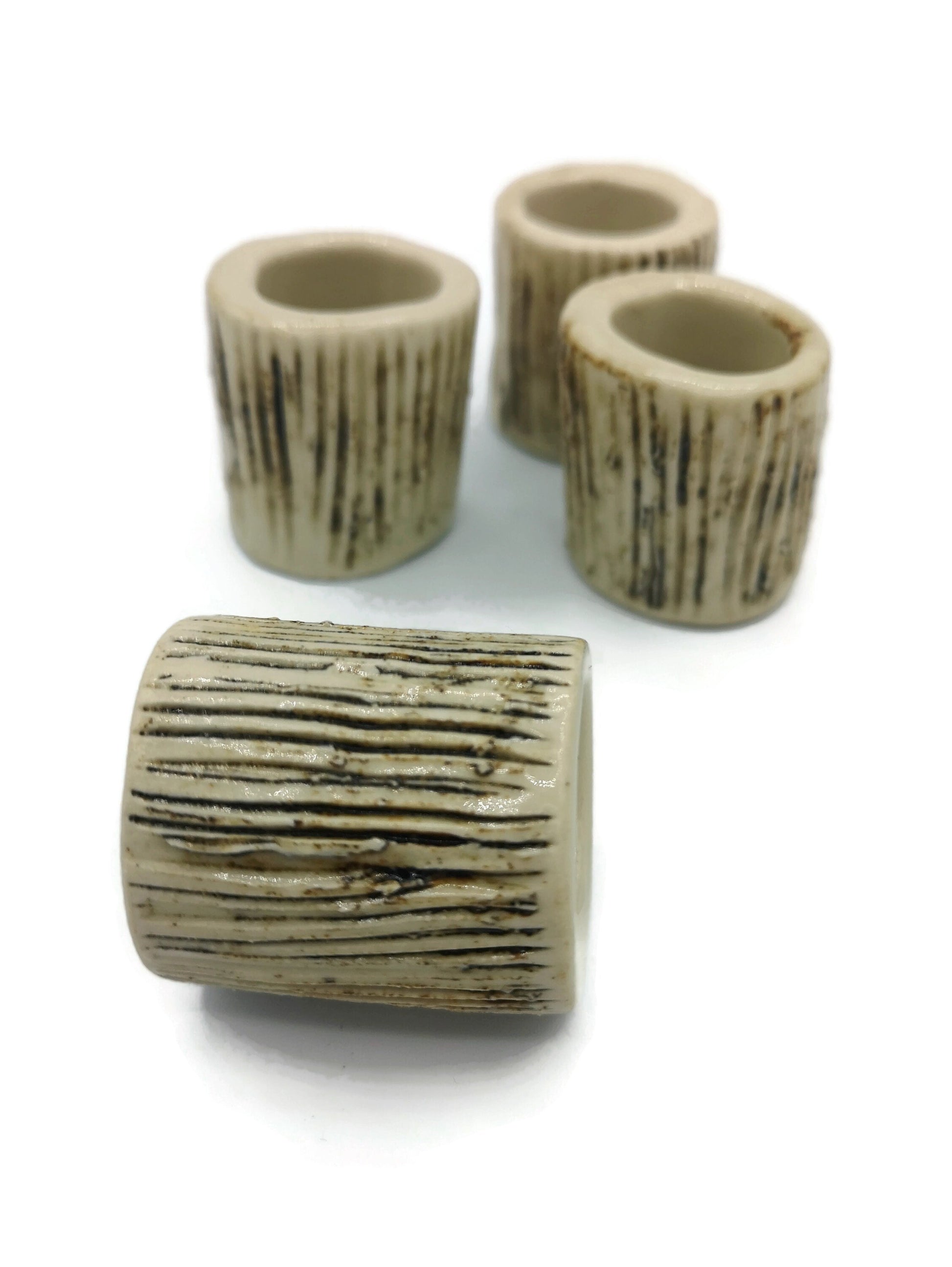 LARGE TUBE BEADS, 35mm Handmade Ceramic Macrame Beads For Crafts, Best Gifts For Him, Clay Bead, Large Hole Beads For Dreadlock - Ceramica Ana Rafael