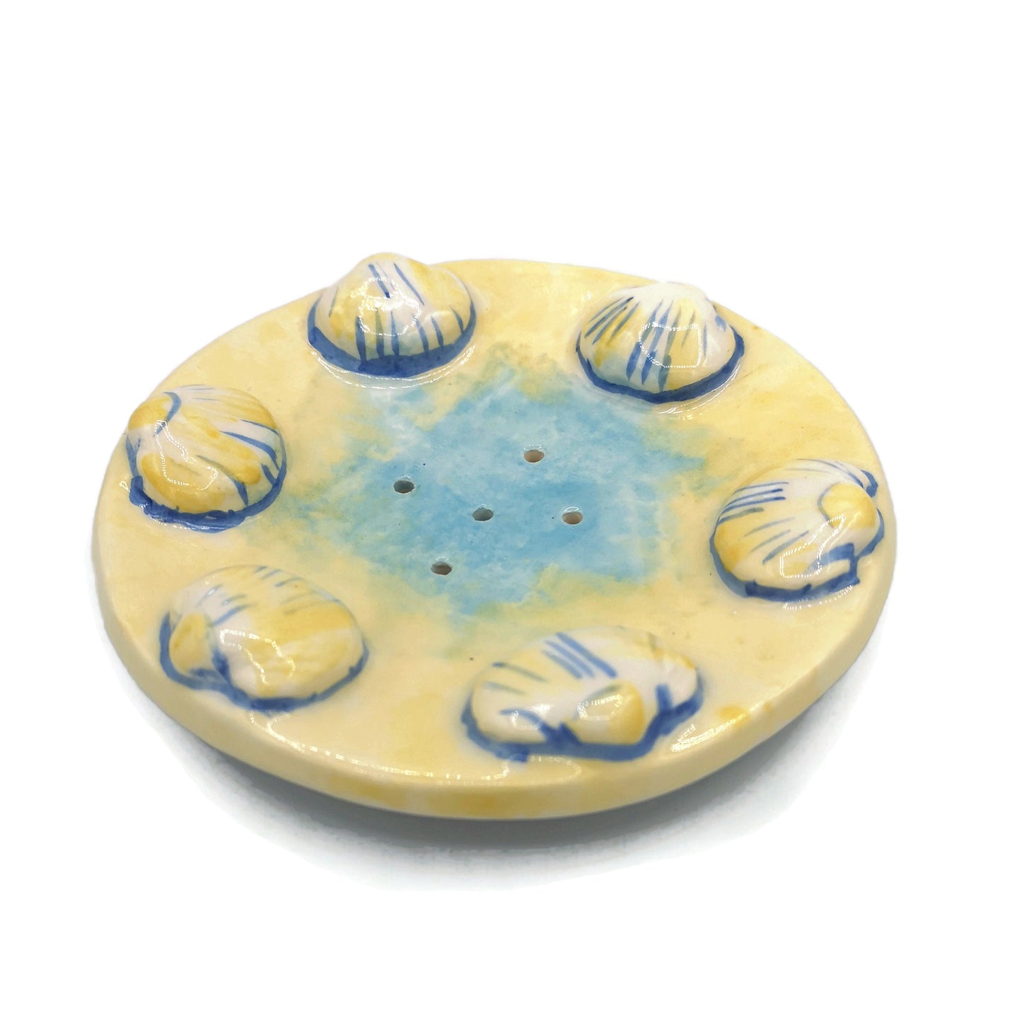 Seashell Draining Ceramic Soap Dish With Drain Holes, Zero Waste Bathroom Accessories, Clay Soap Saver, Soap Bar Holder - Ceramica Ana Rafael