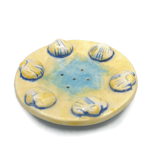 Seashell Draining Ceramic Soap Dish With Drain Holes, Zero Waste Bathroom Accessories, Clay Soap Saver, Soap Bar Holder - Ceramica Ana Rafael