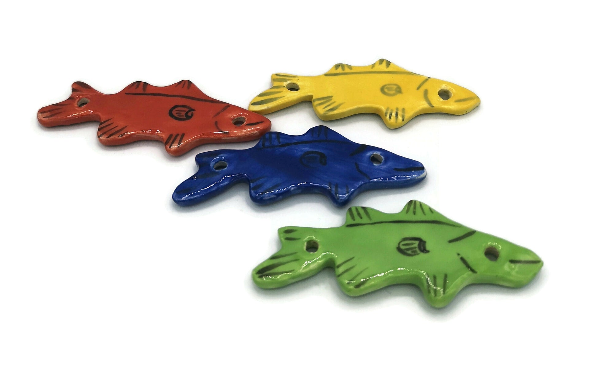 Unique Jewelry Clay Charms For Jewelry Making, olorful Fish Pendant, Handmade Ceramics Pendant Necklace Best Sellers Jewelry Connector - Ceramica Ana Rafael