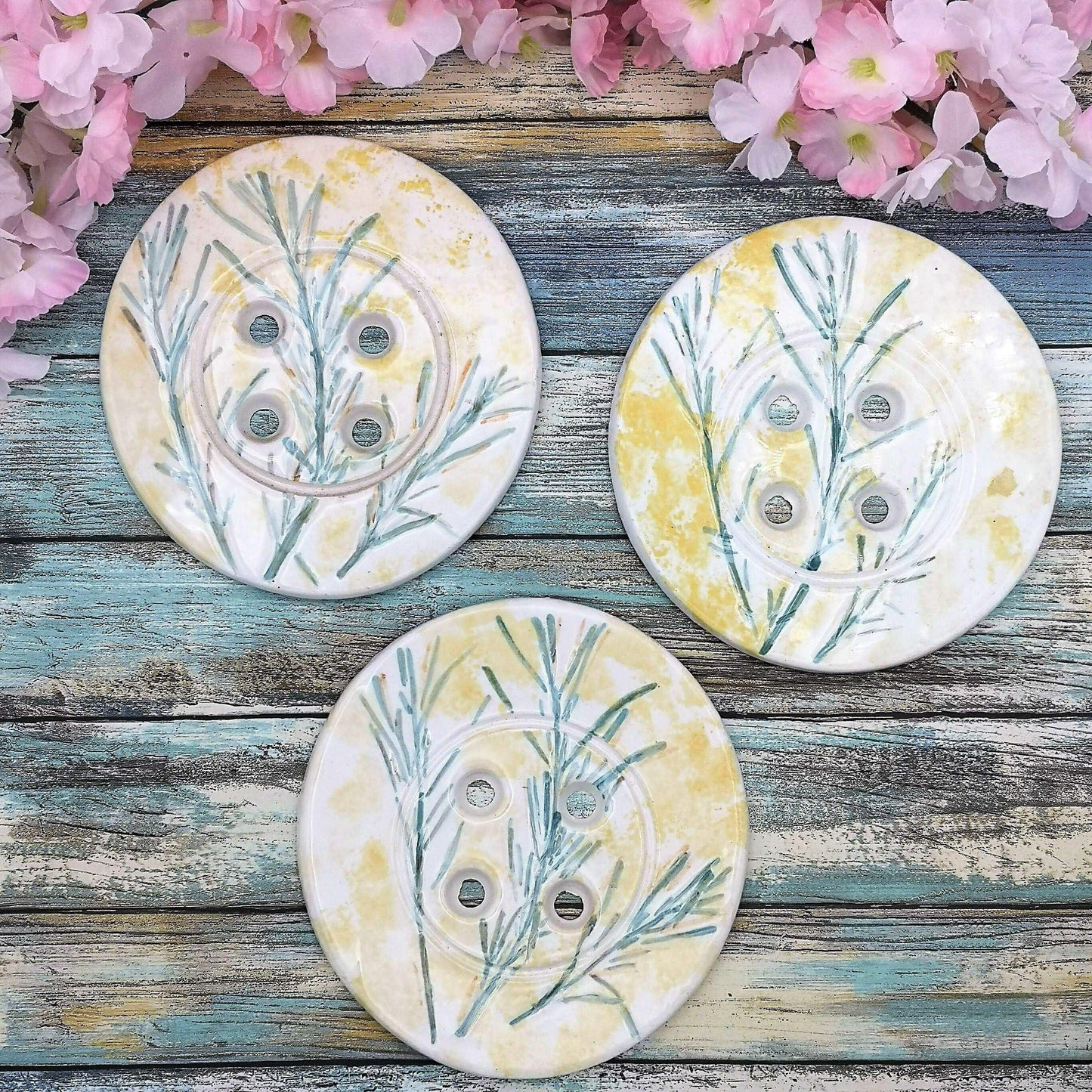 1Pc 145mm Giant Round Sewing Buttons Wall Art, Mothers Day Gift, Handmade Ceramic Plant Mom Birthday Gift From Daughter, Best Sellers