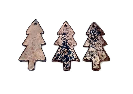 1Pc Handmade Ceramic Golden Christmas Tree Wall Hanging, Hand Painted Christmas Ornament, Secret Sister Gifts - Ceramica Ana Rafael