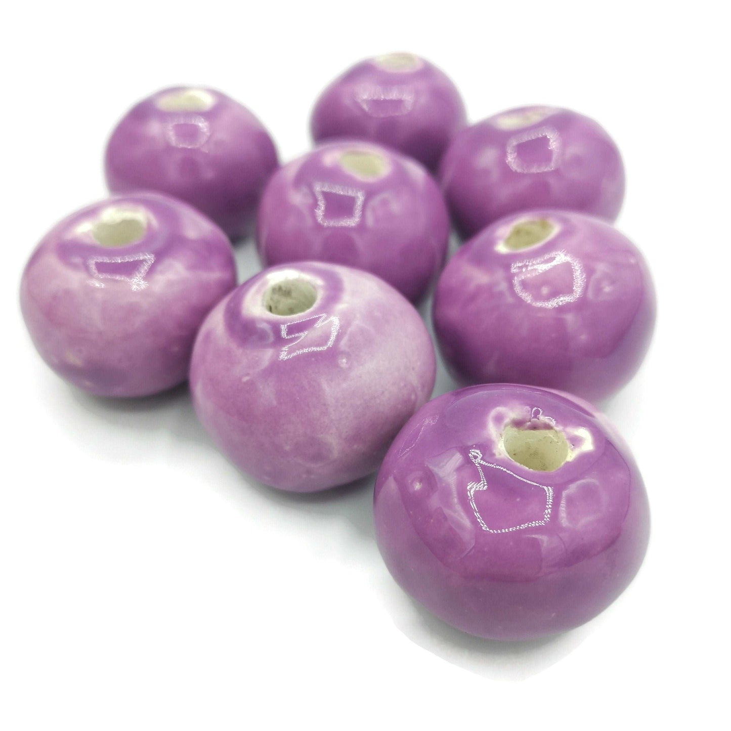 1Pc 30mm Large Hole Beads, Handmade Ceramic Beads For Macrame, Jewelry Making And Crafting, Sold Individually