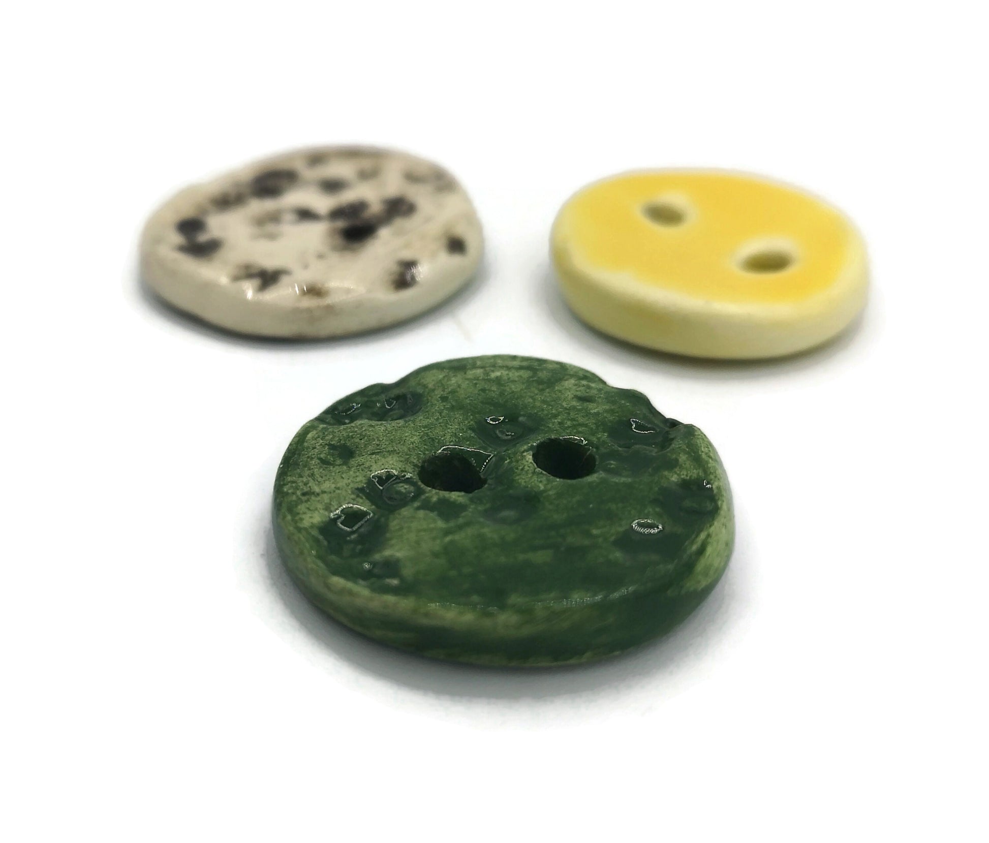 Set Of 3 Sewing Buttons Strange And Unusual, Antique Look Sewing Supplies And Notions, Handmade Ceramics, Elegant Buttons - Ceramica Ana Rafael