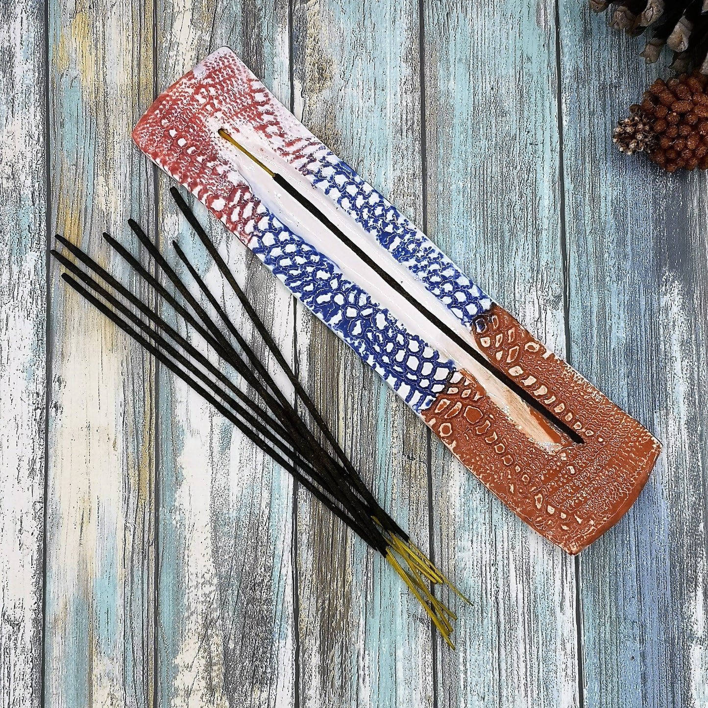 Handmade Ceramic Incense Stick Holder Unique, Contemporary Hand-Painted Pottery Incense Burner And Ash Tray Catcher, Birthday Gift Idea - Ceramica Ana Rafael