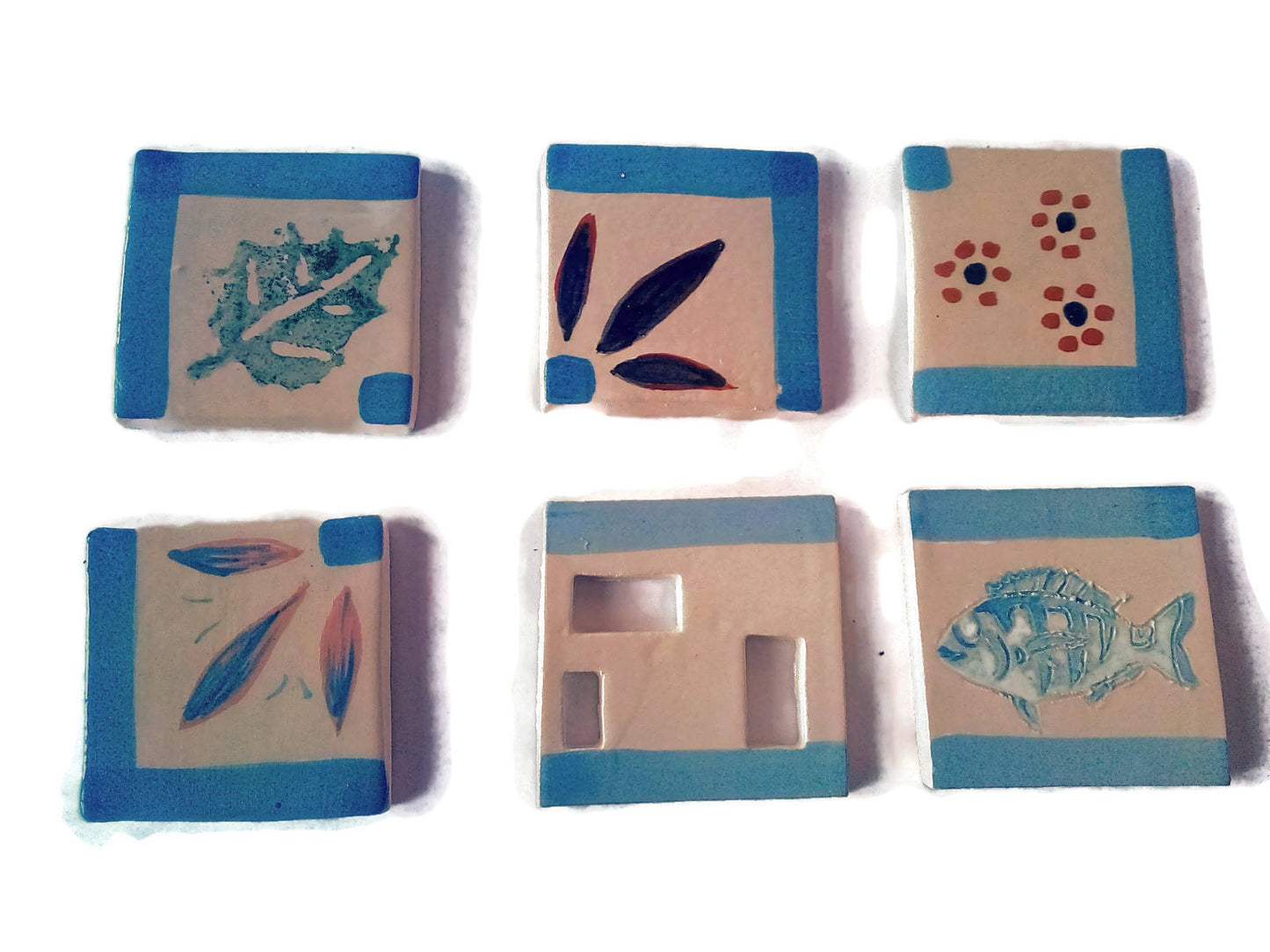 Handmade ceramic Mosaic Tiles, Set Of 6 Ceramic Tile Mural Hanpainted Backsplash Tiles, best sellers Mediterranean Tiles, Portuguese Gifts - Ceramica Ana Rafael