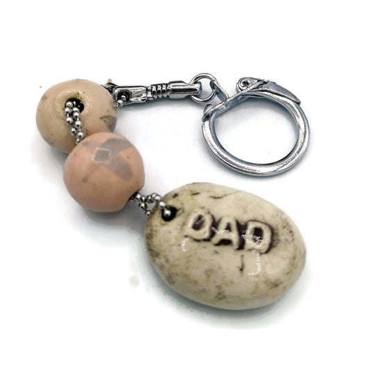 DAD KEYCHAIN, BEADED Keychain For Men Customizable, Cool Clay Charm Keyring Beaded Accessories Gift For Daddy, Dad Birthday Gift - Ceramica Ana Rafael