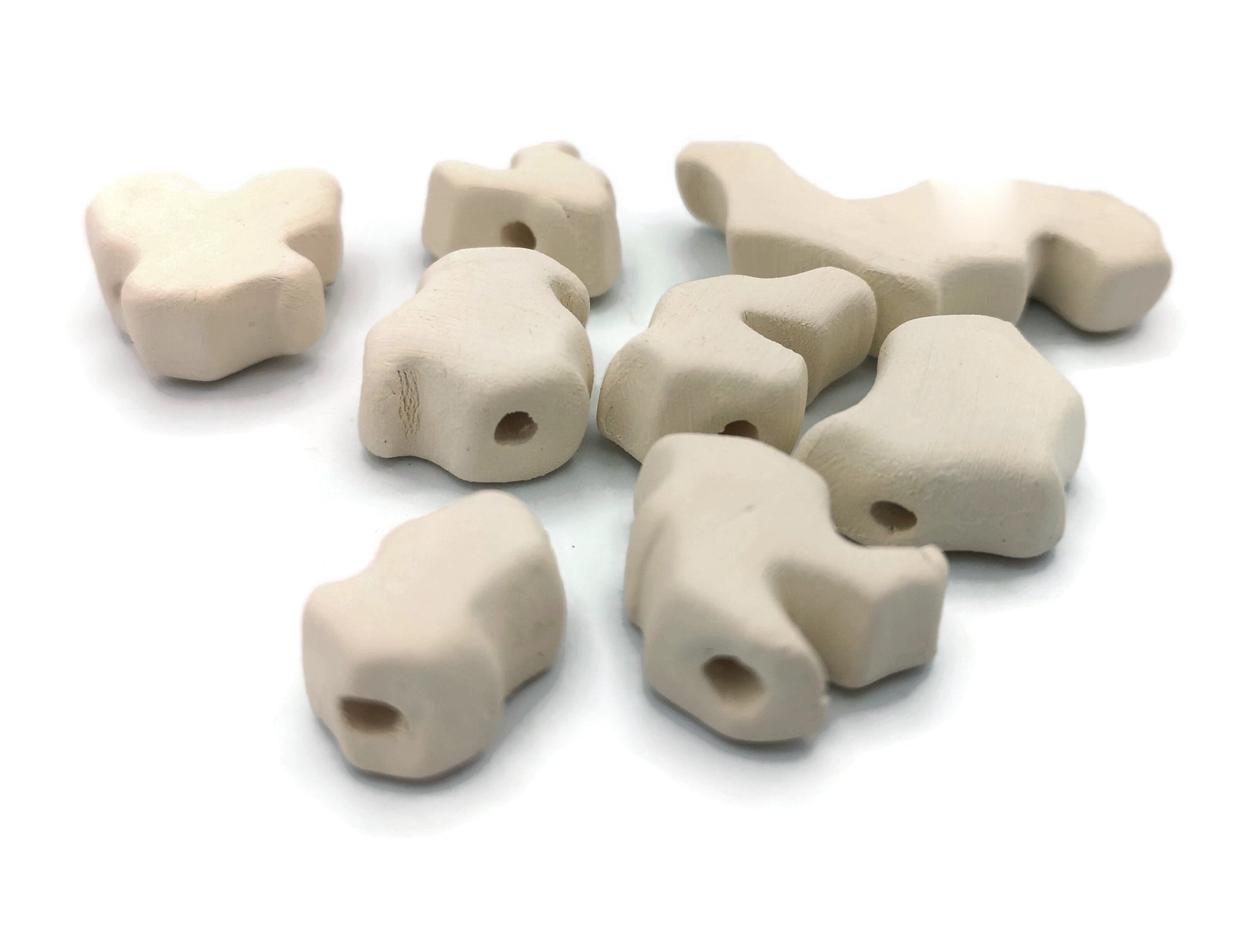 8Pc 15 to 35mm Assorted Extra Large Handmade Ceramic Bisque Beads Ready To Paint, Blank Clay Beads Jewelry Making, Macrame Beads Big Hole - Ceramica Ana Rafael