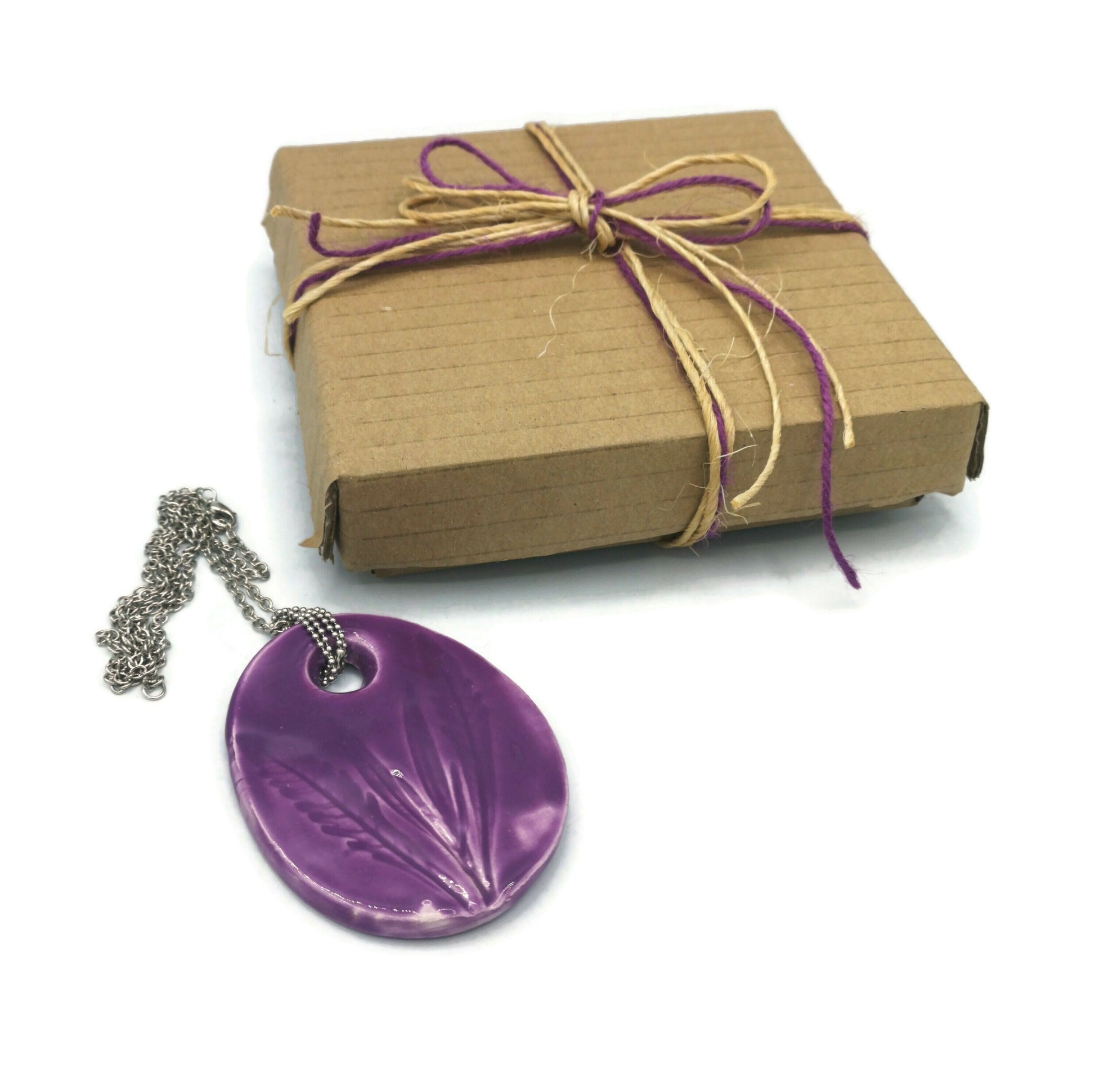 Large Pendant Necklace For Women, Statement Necklace, Mom Birthday Gift From Daughter, Lilac Necklace, Best Gifts For Her, Plant Lover Gift - Ceramica Ana Rafael