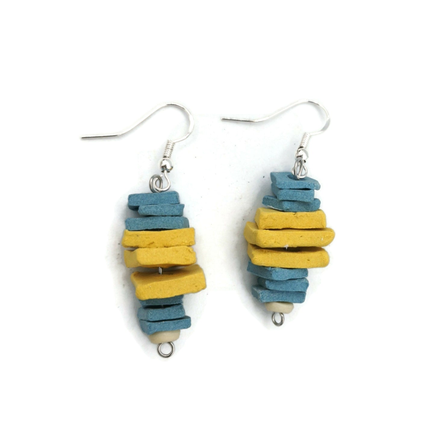 Aesthetic Sterling Silver Earrings Dangle For Women, Novelty Earrings 9th Anniversary Gift for Wife - Ceramica Ana Rafael