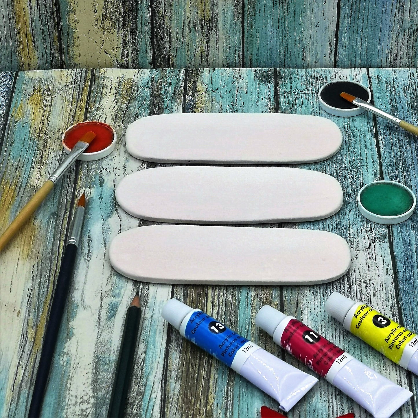 PLAQUE BLANK, SMALL Ceramic Tiles, Set of 3 Ceramic Bisque Ready To Paint Mosaic Pieces, Diy Craft Kits For Adults - Ceramica Ana Rafael