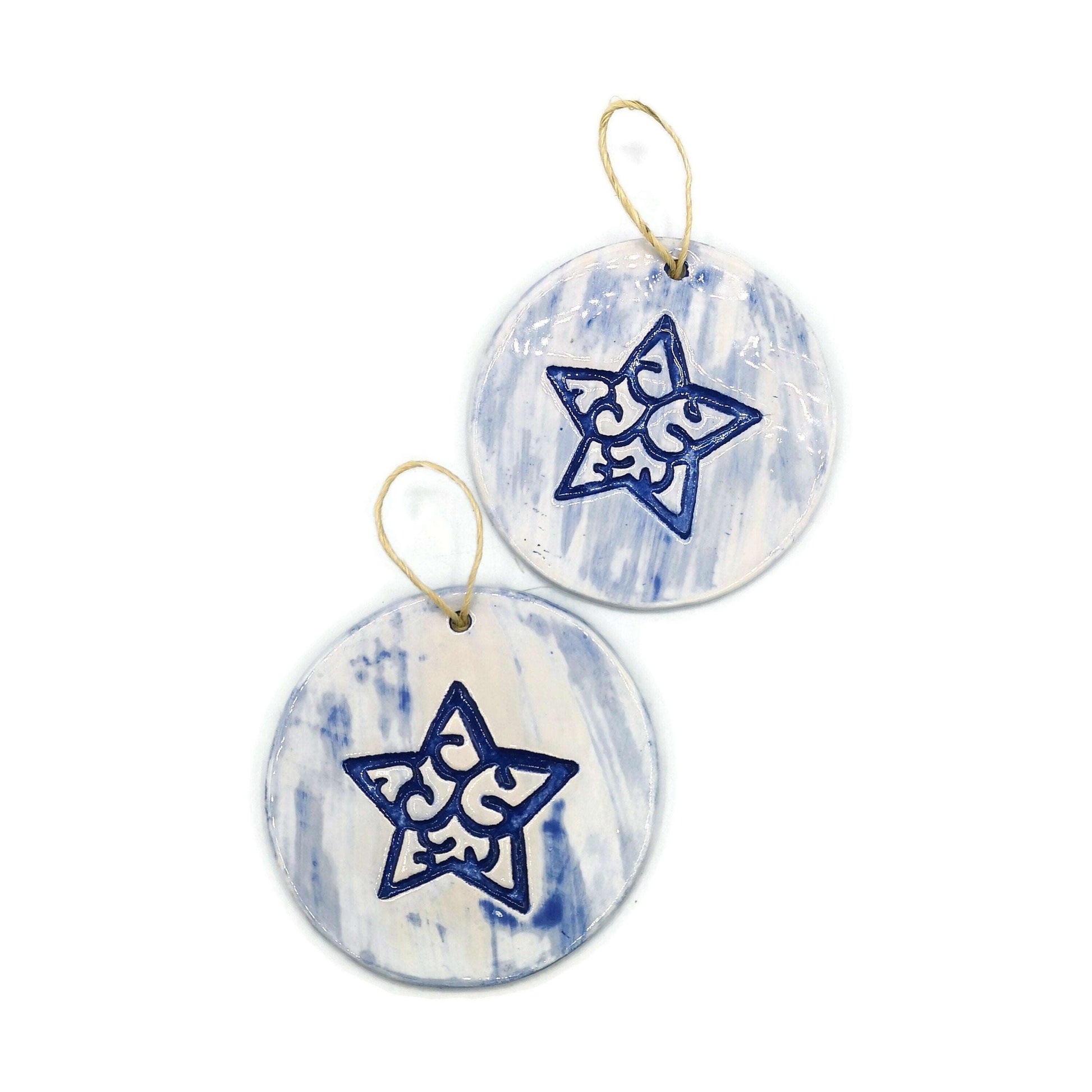 1Pc Blue Star Ornament, Ceramic Wall Hanging, Celestial Wall Decor, Christmas Decoration Trending Now, Best Sellers Handmade Wall Art
