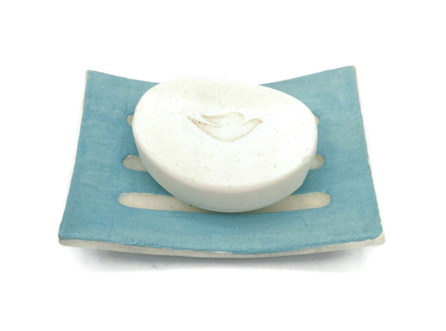 5 Inche Handmade Ceramic Turquoise Blue Rectangle Draining Soap Dish For Bathroom Decor, Soap Bar Holder Dispenser With Drain, Soap Saver - Ceramica Ana Rafael