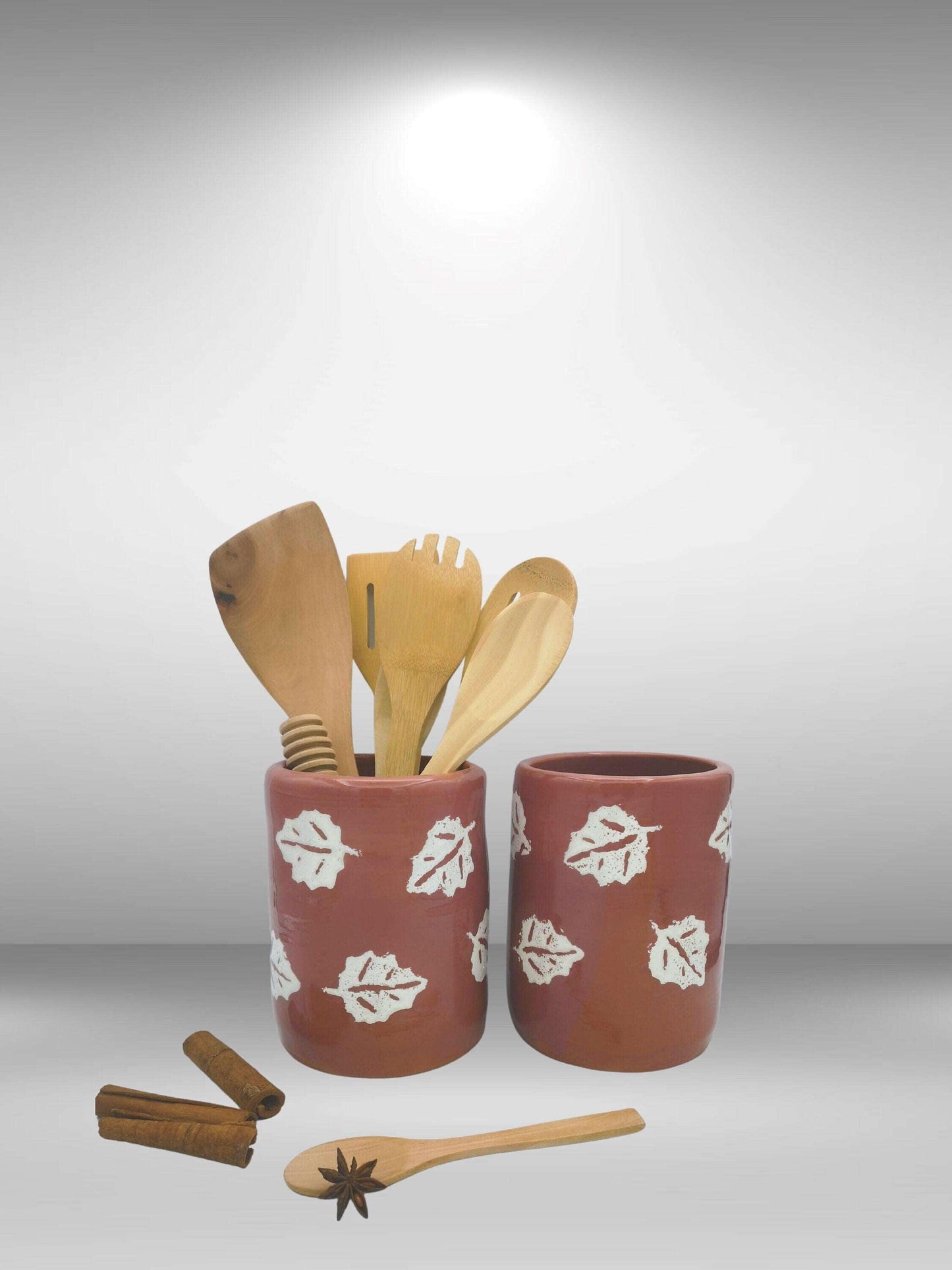 1Pc Handmade Ceramic Terracotta Vase Large Utensil Holder, Spoon Holder Farmhouse Decor House Warming Gifts New Home Paintbrush Holder Crock