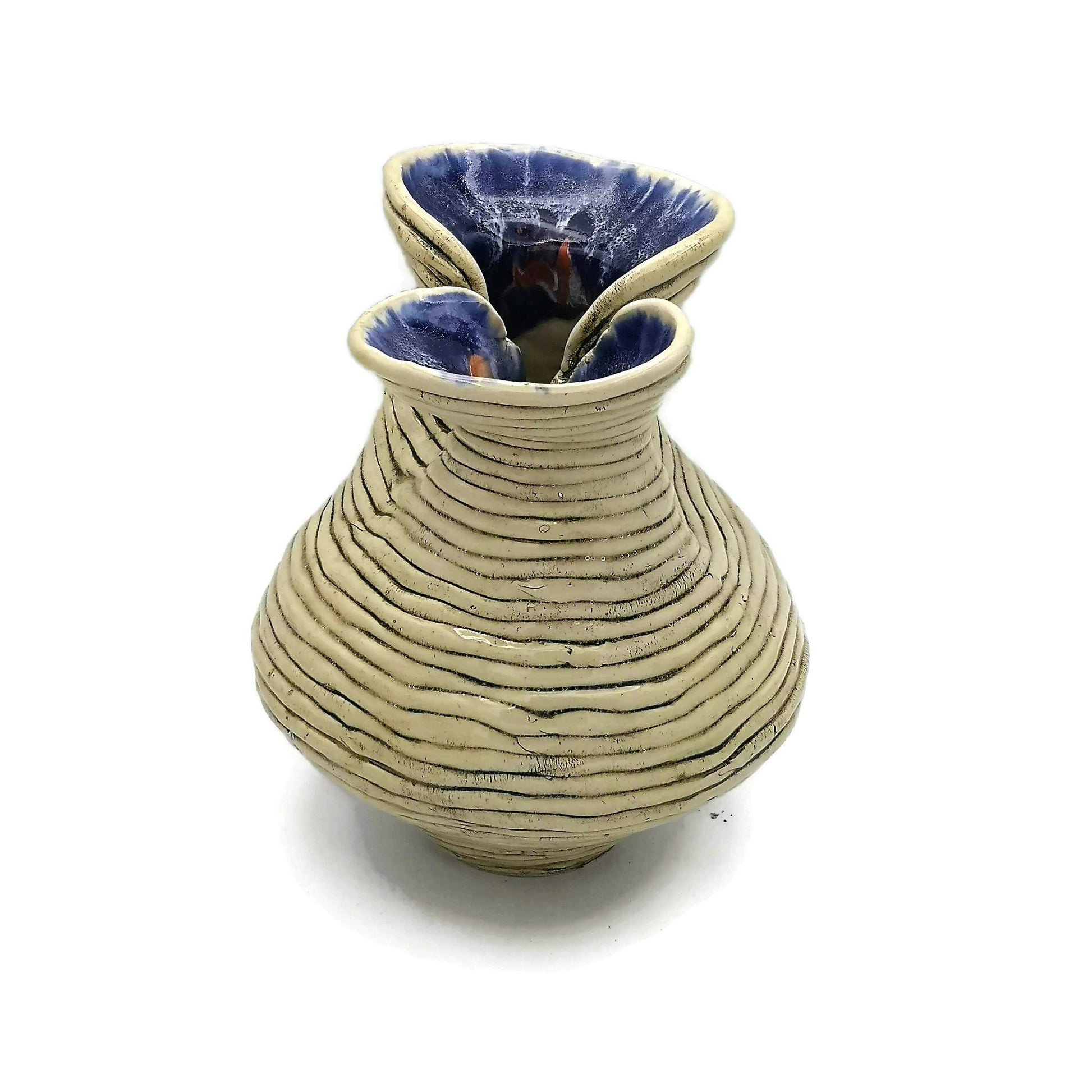 Tall Ceramic Sculpture, Modern Clay Sculpture, Sculptural Vase Textured For Table, Pottery Large Bud Vase, Contemporary Art Wedding Gift - Ceramica Ana Rafael