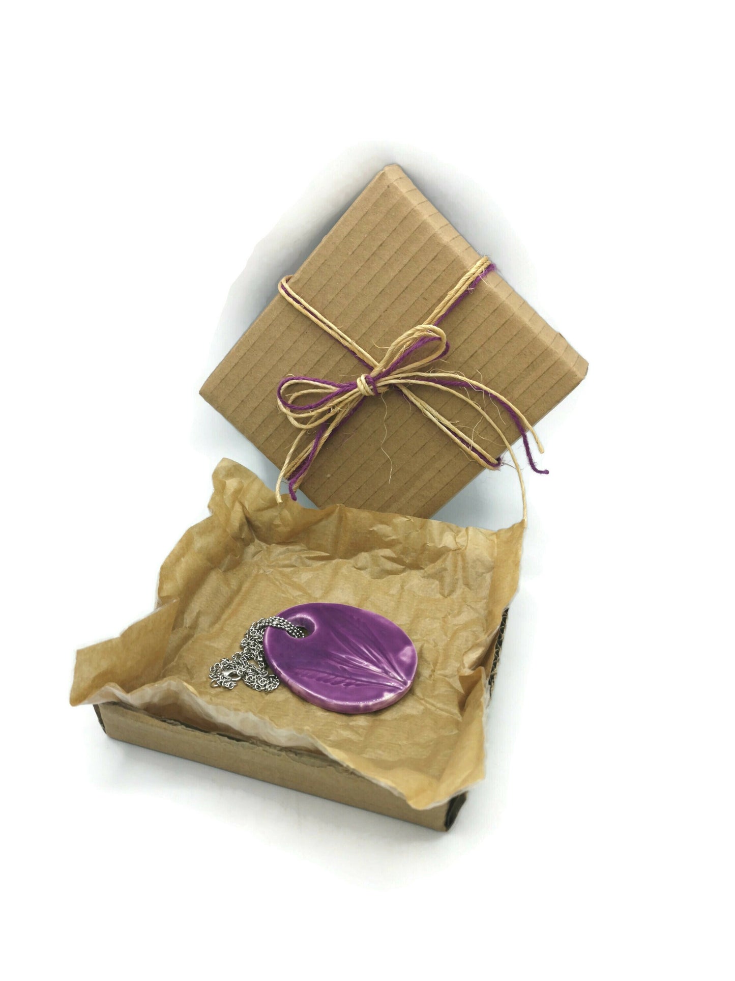 Large Pendant Necklace For Women, Statement Necklace, Mom Birthday Gift From Daughter, Lilac Necklace, Best Gifts For Her, Plant Lover Gift - Ceramica Ana Rafael