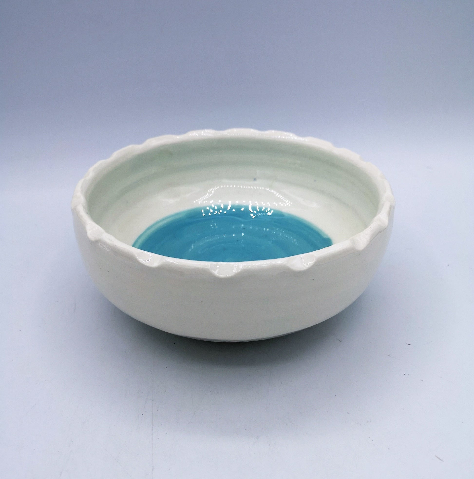 Turquoise Blue and White Handmade Ceramic Bowl, Decorative Artisan Pottery For Home Decor, Unique Housewarming Gift Ideas First Home For Him - Ceramica Ana Rafael