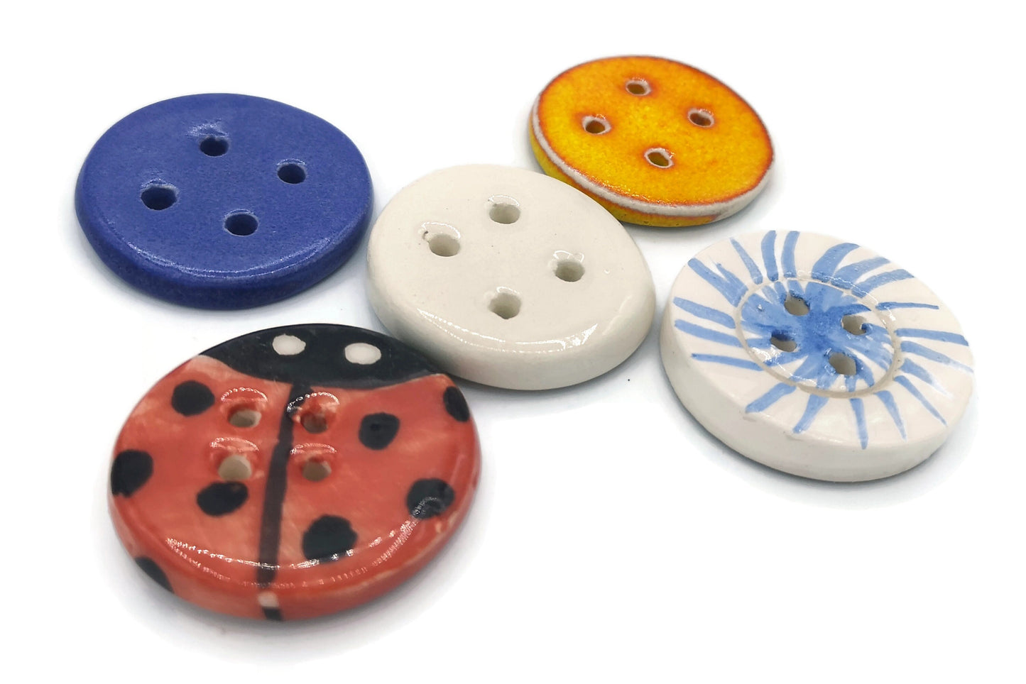 Sewing Buttons, Set Of 5 40mm Novelty Buttons For Crafts, Custom Buttons, Handmade Ceramics Sewing Notions - Ceramica Ana Rafael