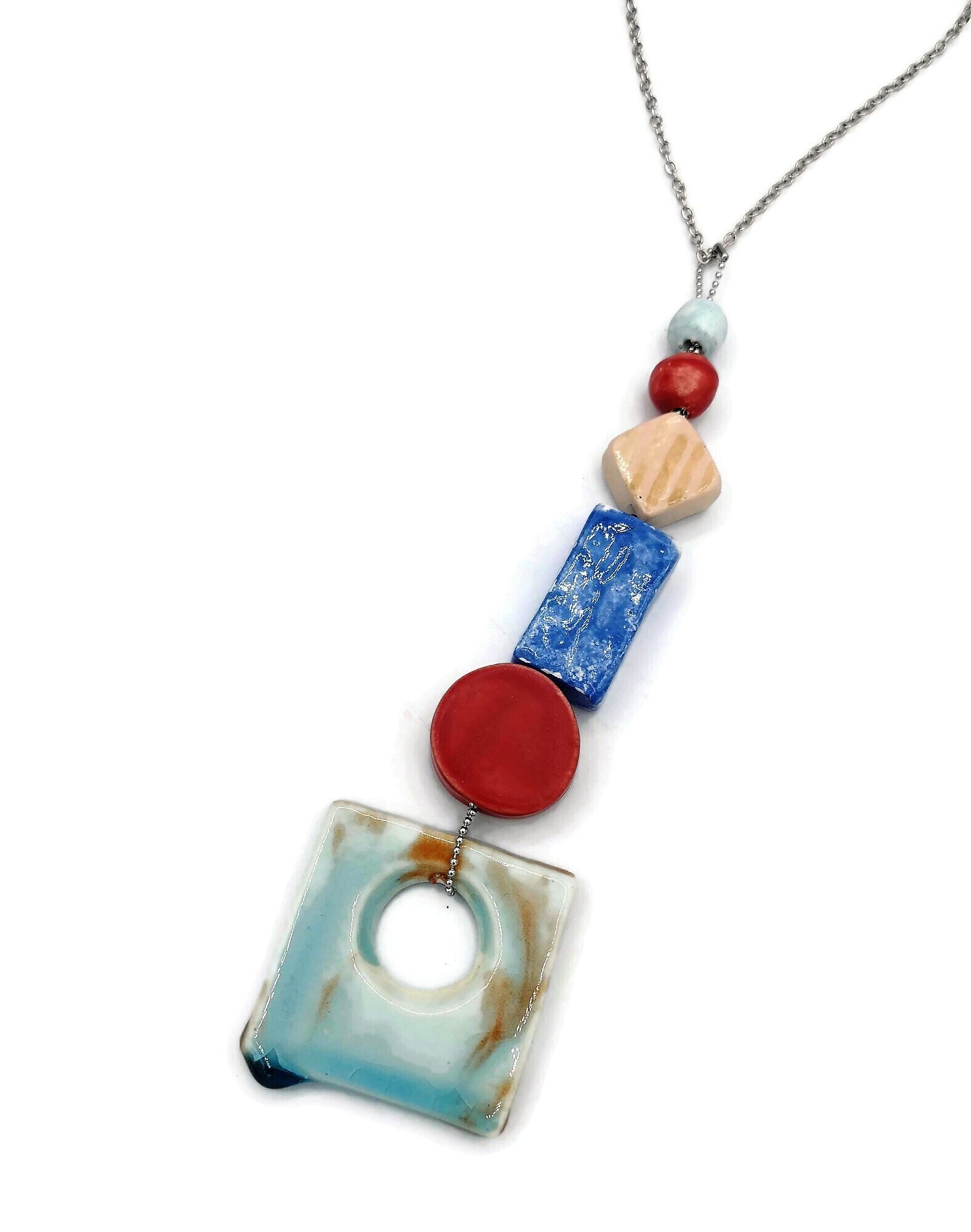 Trendy Statement Necklace Pendant For Women, Aesthetic Birthday Gift For Her, Everyday Necklace, Handmade Ceramic Jewelry Gifts For Her - Ceramica Ana Rafael