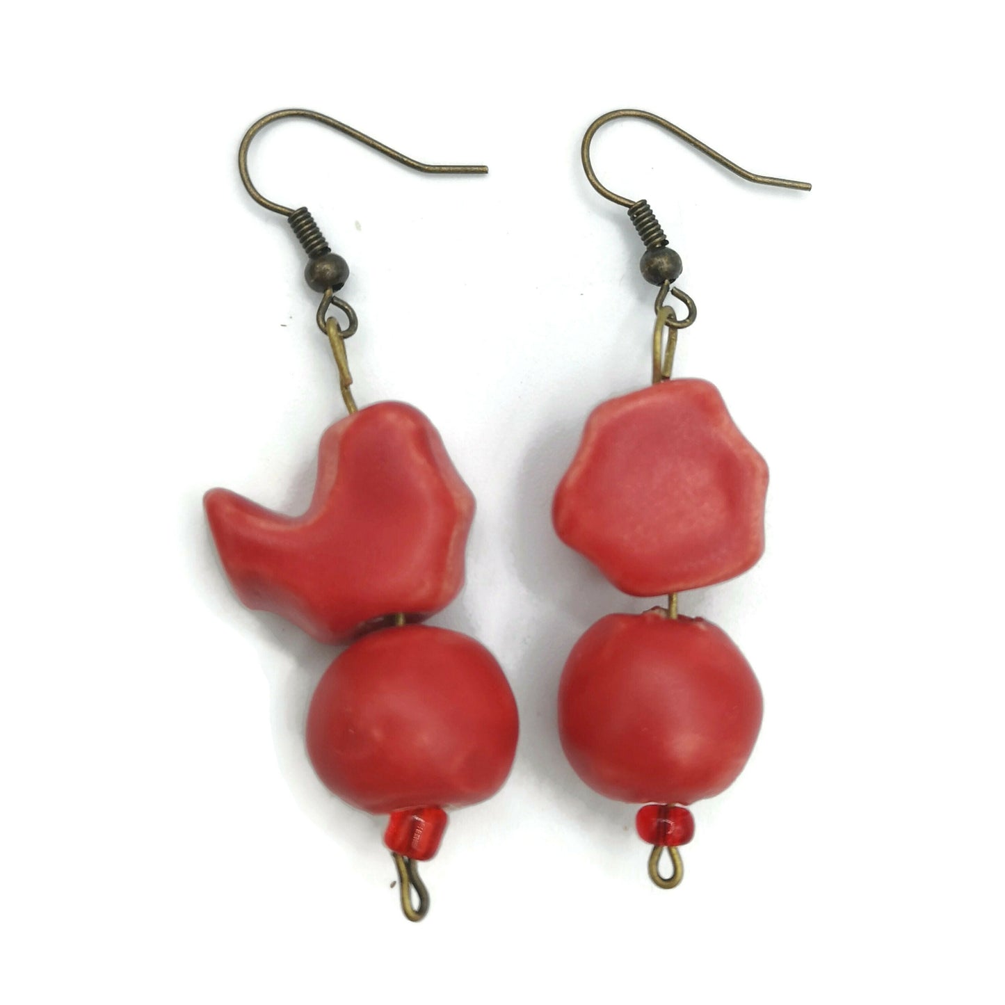 MISMATCHED EARRINGS ASYMMETRIC, Unique Ceramic Drop Earrings, 9th Anniversary Gift For Her, Artsy dangle Earrings, Aesthetic Earrings - Ceramica Ana Rafael