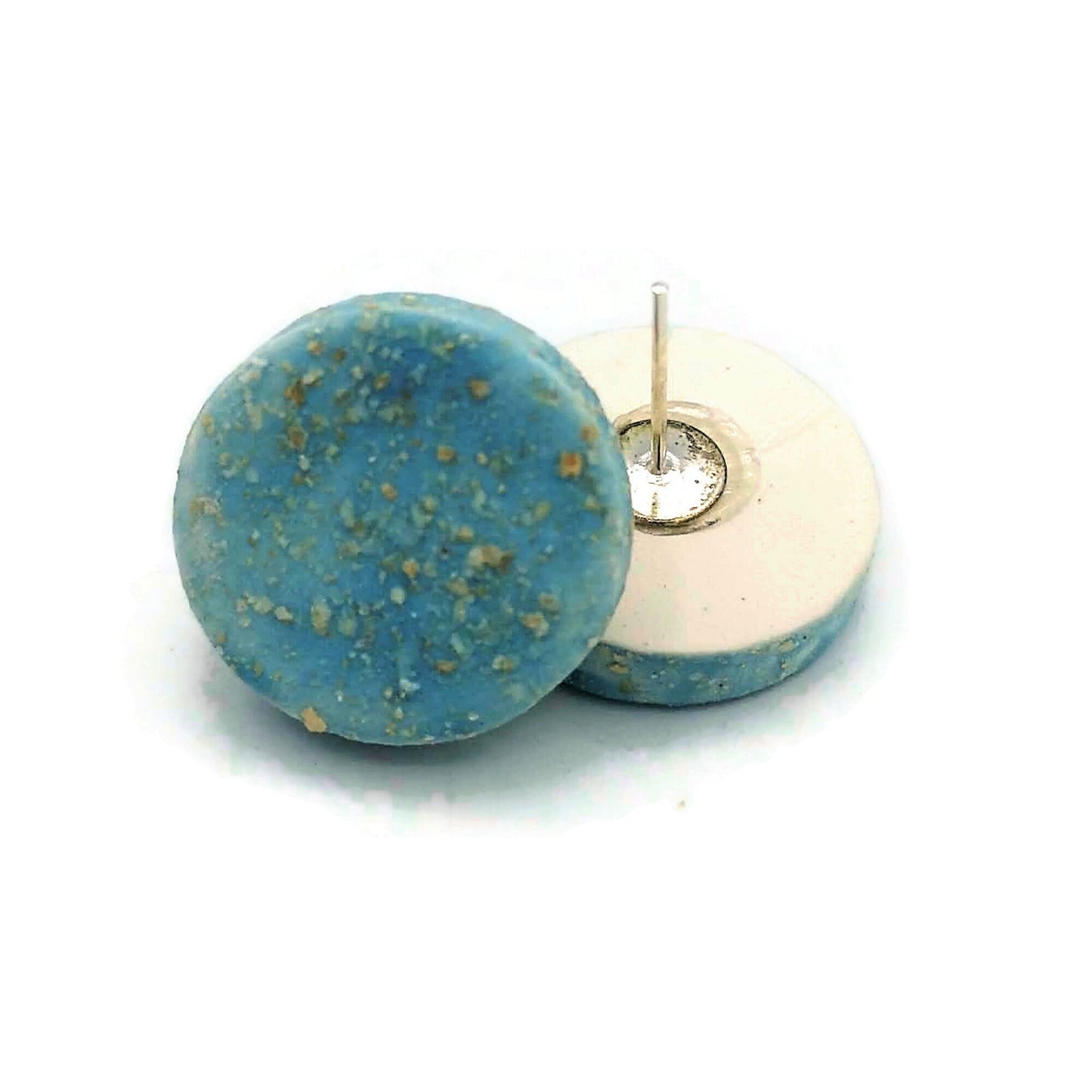 Minimalist Ceramic Earrings, Cute Best Gifts For Her, Dainty Jewelry Mom Birthday Gift From Daughter, Turquoise Blue Small Stud Errings - Ceramica Ana Rafael