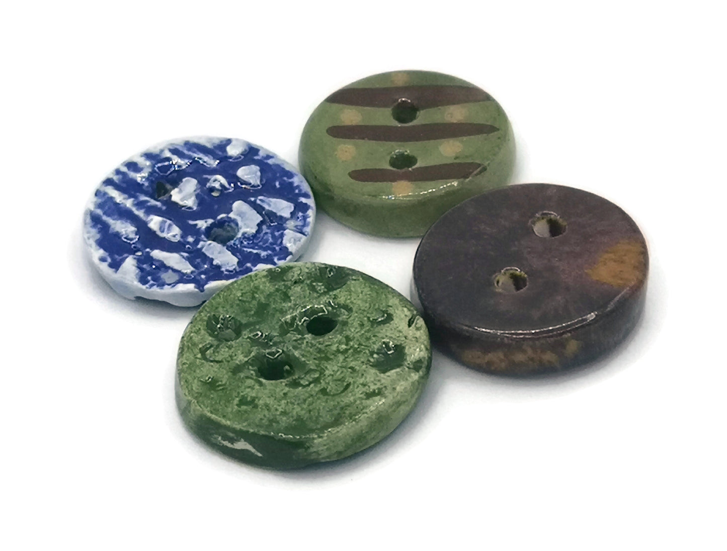 4Pc 30mm Handmade Ceramic Sewing Buttons, Round Large Buttons, Coat Buttons, Jewelry Making Buttons Antique Look, Sewing Supplies and Notion - Ceramica Ana Rafael