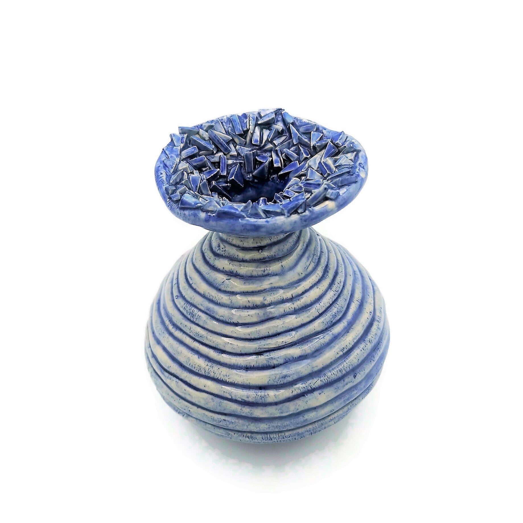 Textured Ceramic Bud Vase, Irregular Shape Handmade Stoneware Pottery, Unique Flower Vase Best Gifts For Him, Sculptural Boho Large Vase - Ceramica Ana Rafael