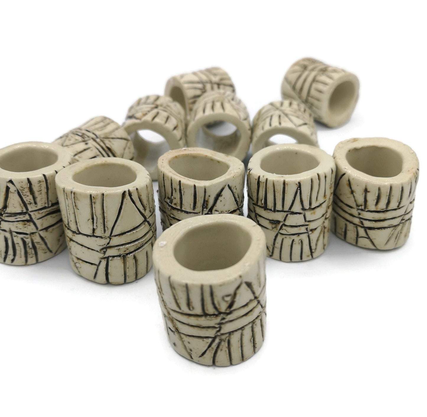 1Pc Macrame Beads Large Hole, Handmade Ceramic Tube Beads, Rustic Dread Beads for Men, Best Sellers Oversized Beads Trending Now