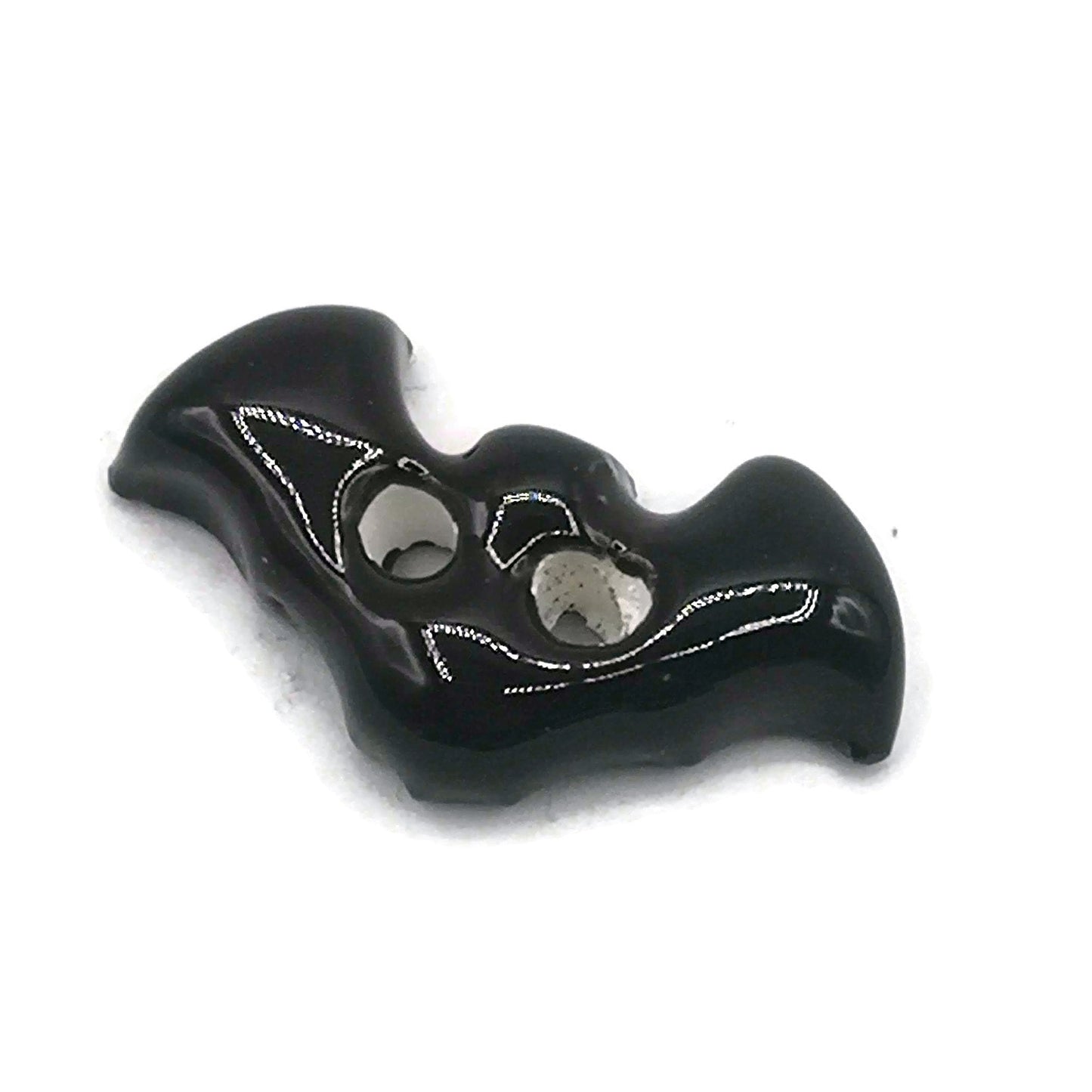 3Pcs Handmade Ceramic Black Bat Sewing Buttons For Halloween Costumes or Home Decor, Extra Large Novelty Accessories For Clothing Finishes - Ceramica Ana Rafael