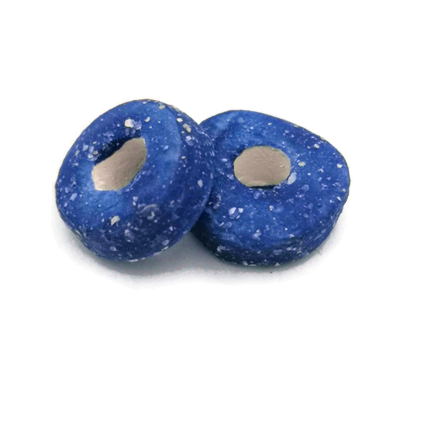 3 Pcs Clay Beads Large Hole, Handmade Ceramic Beads Jewelry Making, Unique Donut Bead Unusual, Porcelain Dreadlock Beads - Ceramica Ana Rafael