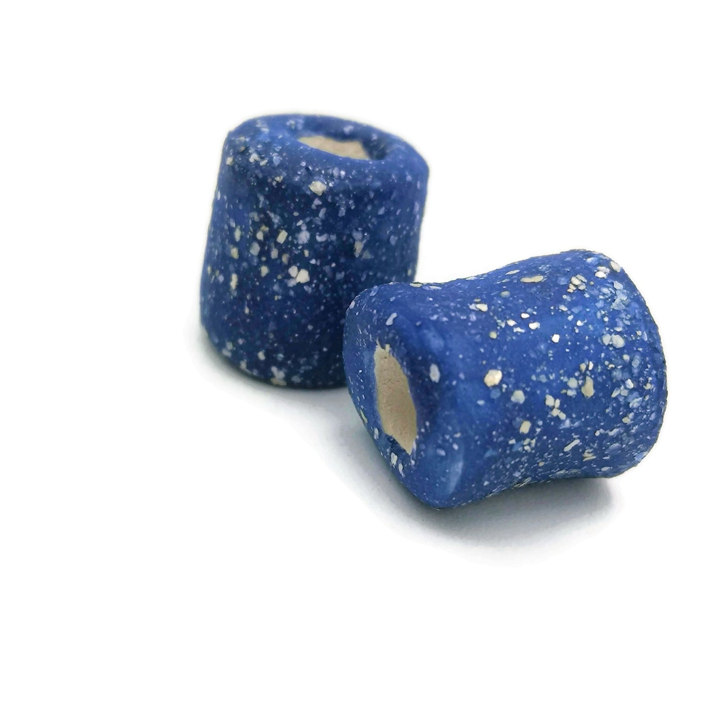 Handmade Ceramic Beads Jewelry Making, 7 Pcs Clay Beads Large Hole, Unique Donut Bead Unusual, Porcelain Dreadlock Beads - Ceramica Ana Rafael