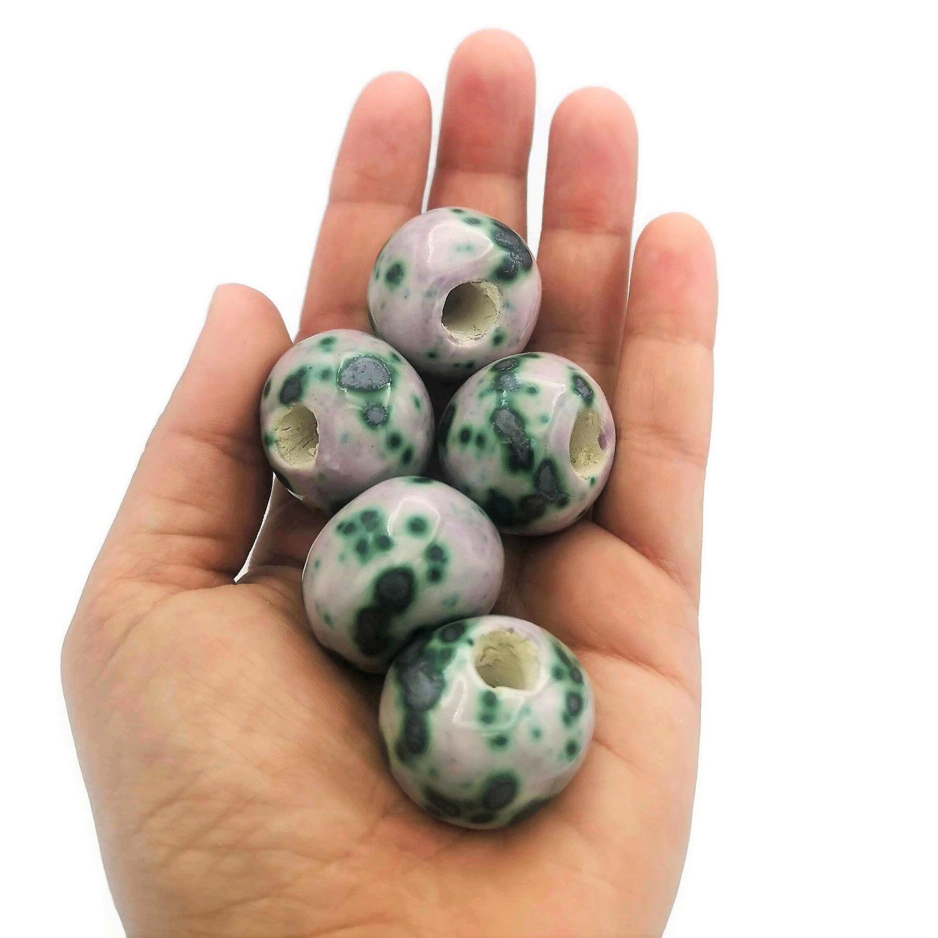 1pc Extra Large Macrame Bead Large Hole, Handmade Ceramic Beads For Clay Jewelry Making, Unique Porcelain Bubblegum Beads - Ceramica Ana Rafael