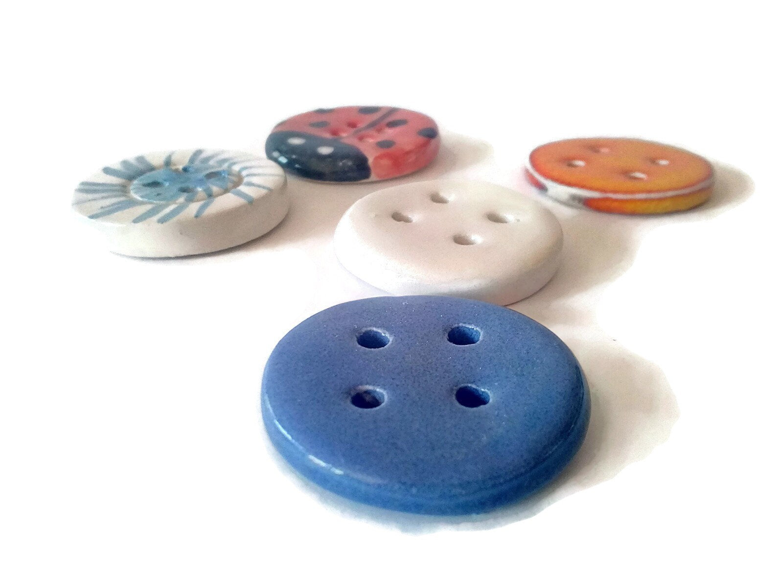 Sewing Buttons, Set Of 5 40mm Novelty Buttons For Crafts, Custom Buttons, Handmade Ceramics Sewing Notions - Ceramica Ana Rafael