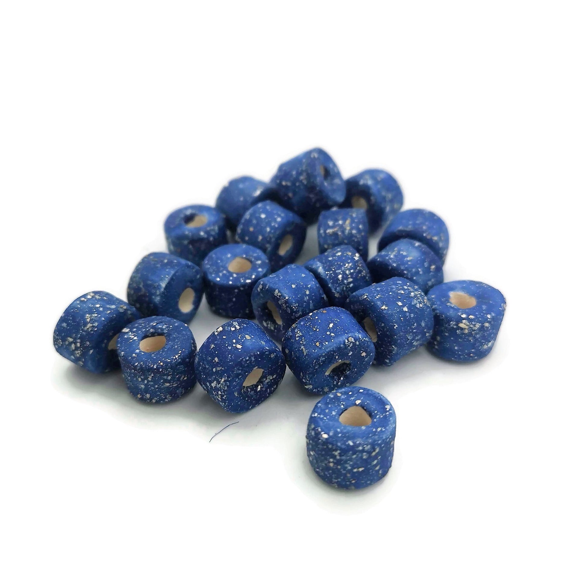 Handmade Ceramic Beads Jewelry Making, 4 Pcs Clay Beads Large Hole, Unique Donut Bead Unusual, Porcelain Dreadlock Beads - Ceramica Ana Rafael